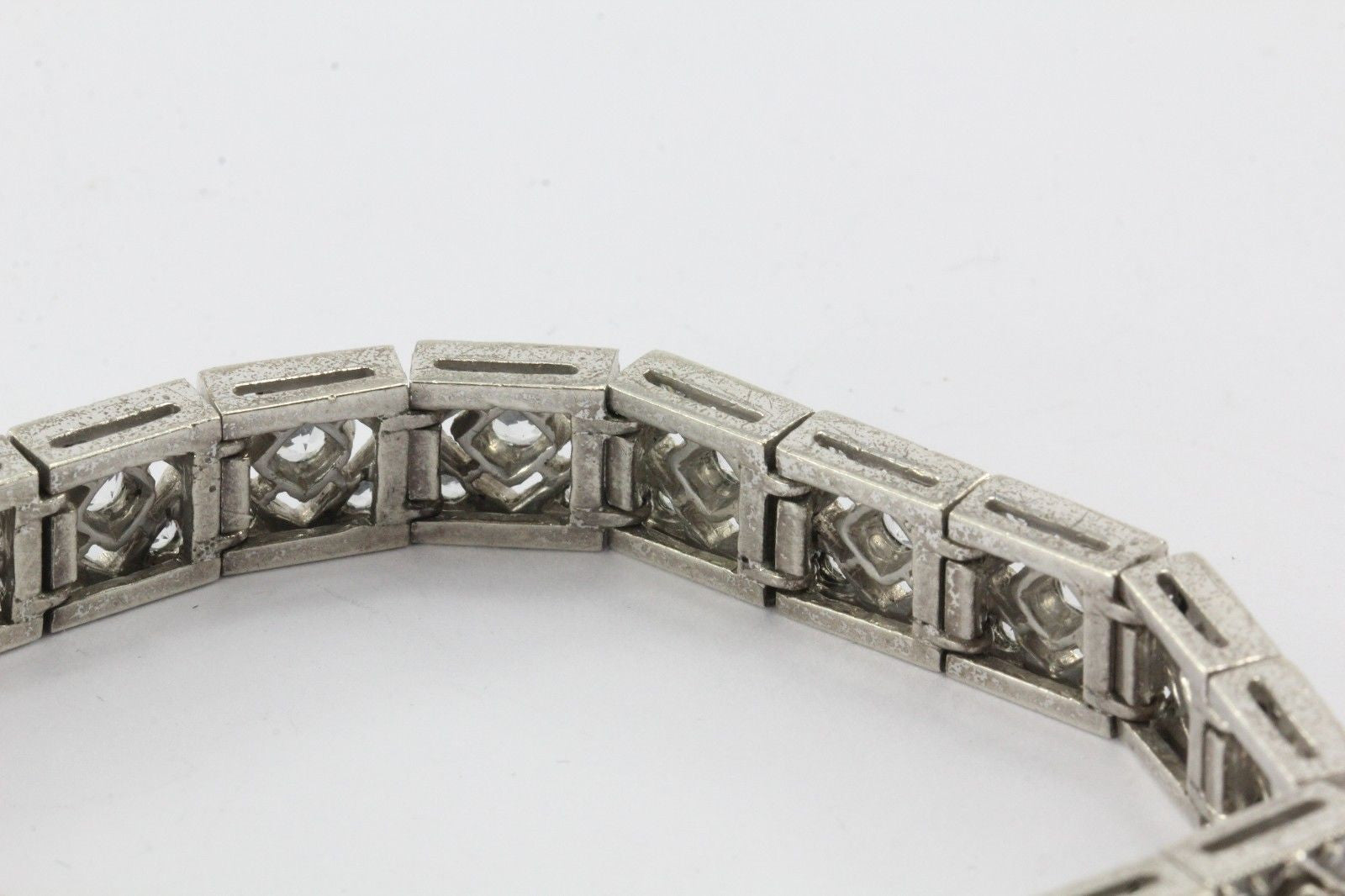 Vintage Art Deco Sterling Silver White Spinel Tennis Bracelet - Queen May