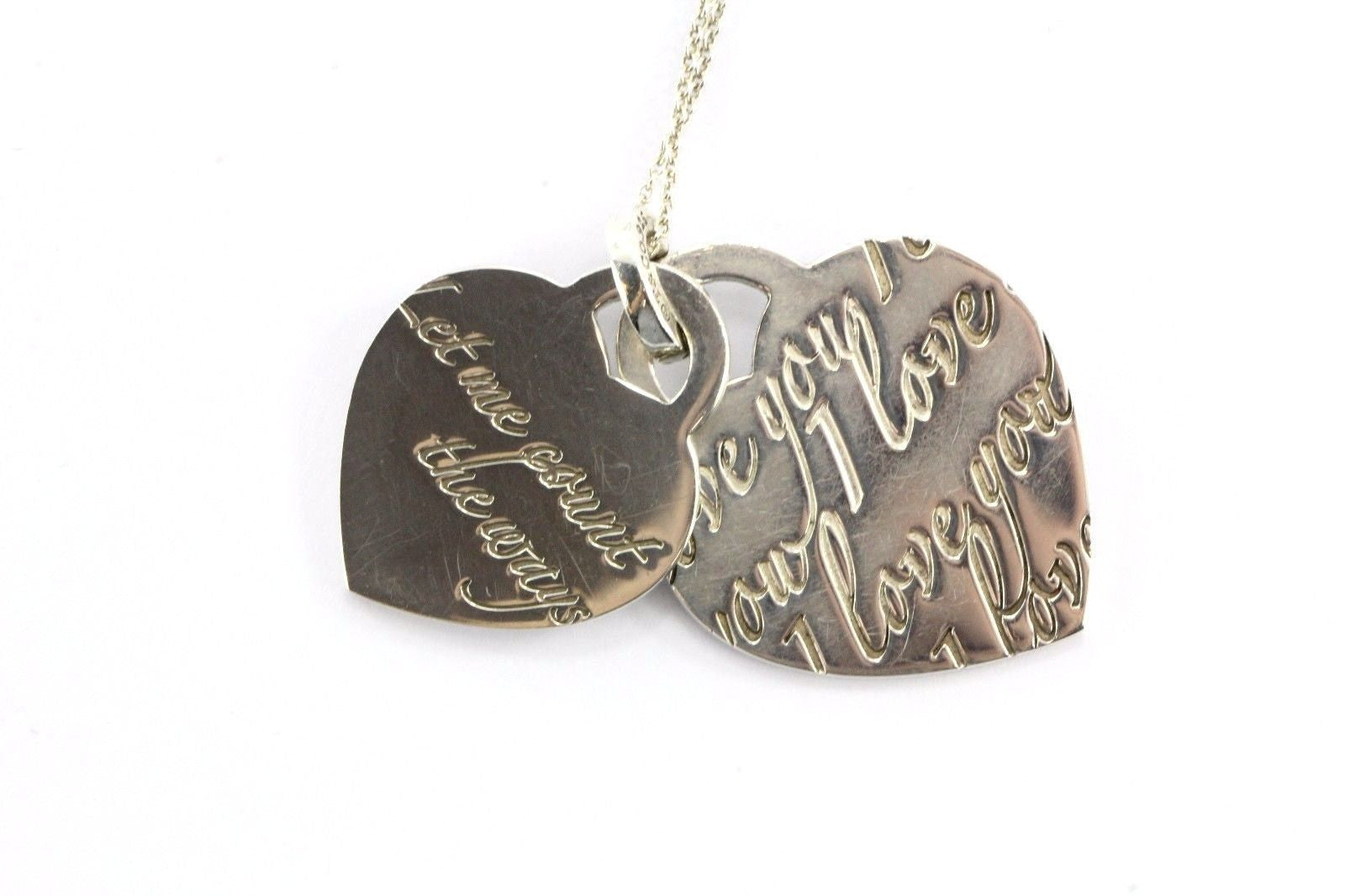 Tiffany & Co Sterling Silver I LOVE YOU LET ME COUNT Double Heart Tag Necklace - Queen May