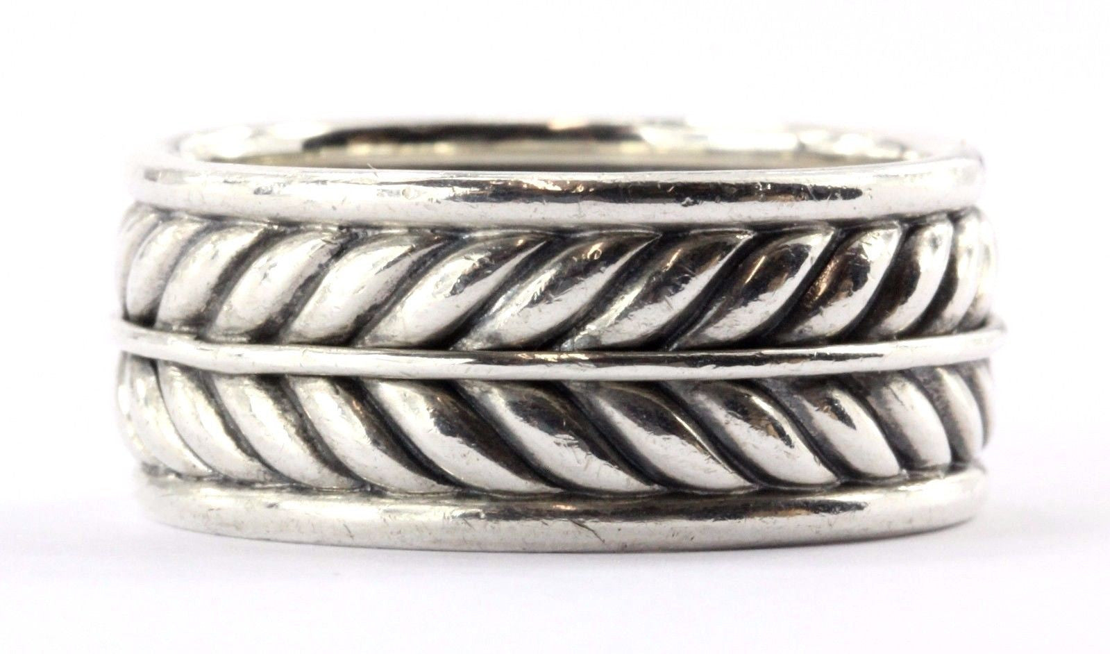 David Yurman Men's Chevron Band Ring Sterling Silver Size 11 - Queen May