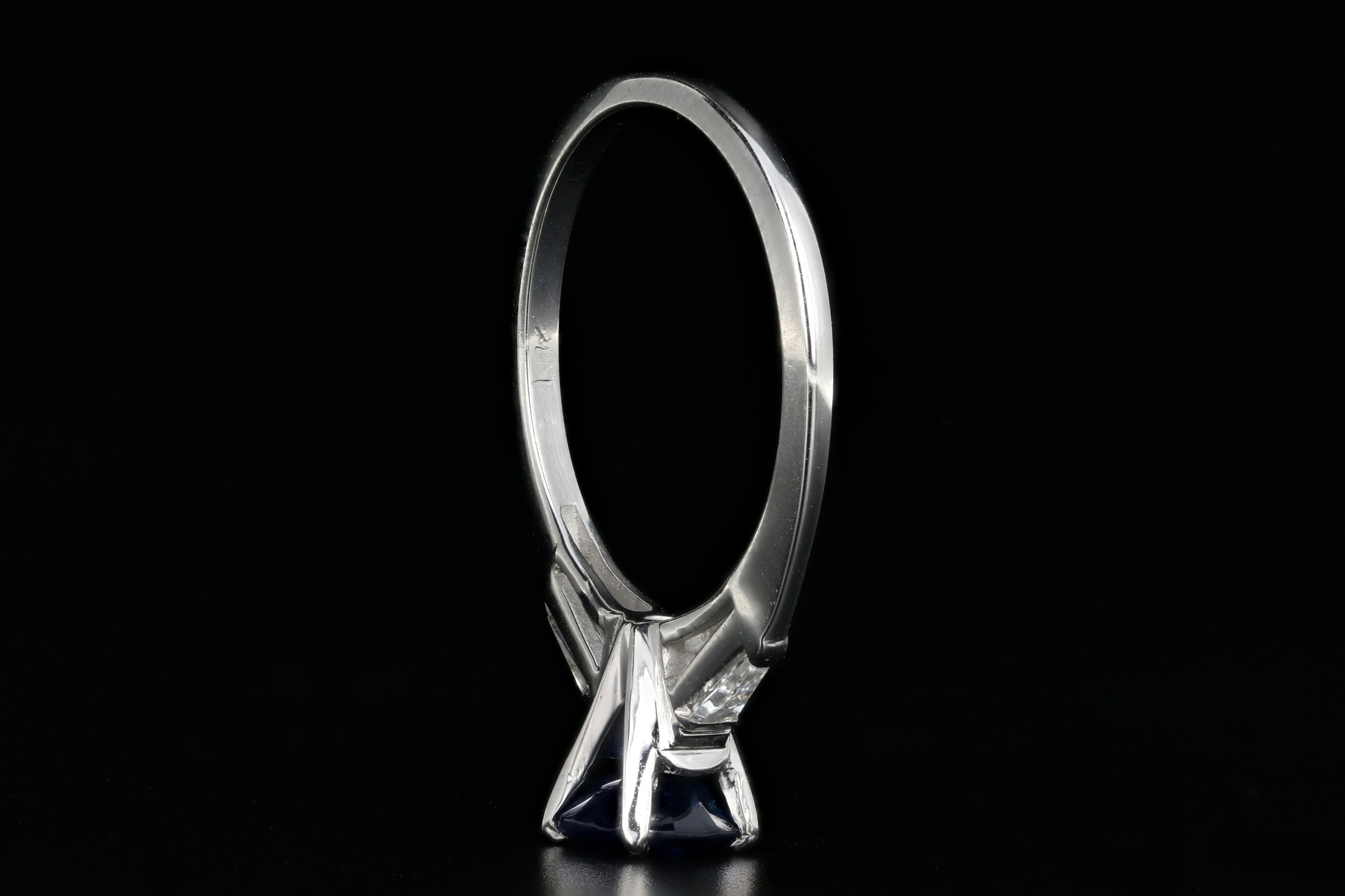 Modern Cushion Cut Natural Royal Blue Sapphire and Diamond Ring AGL Certified - Queen May