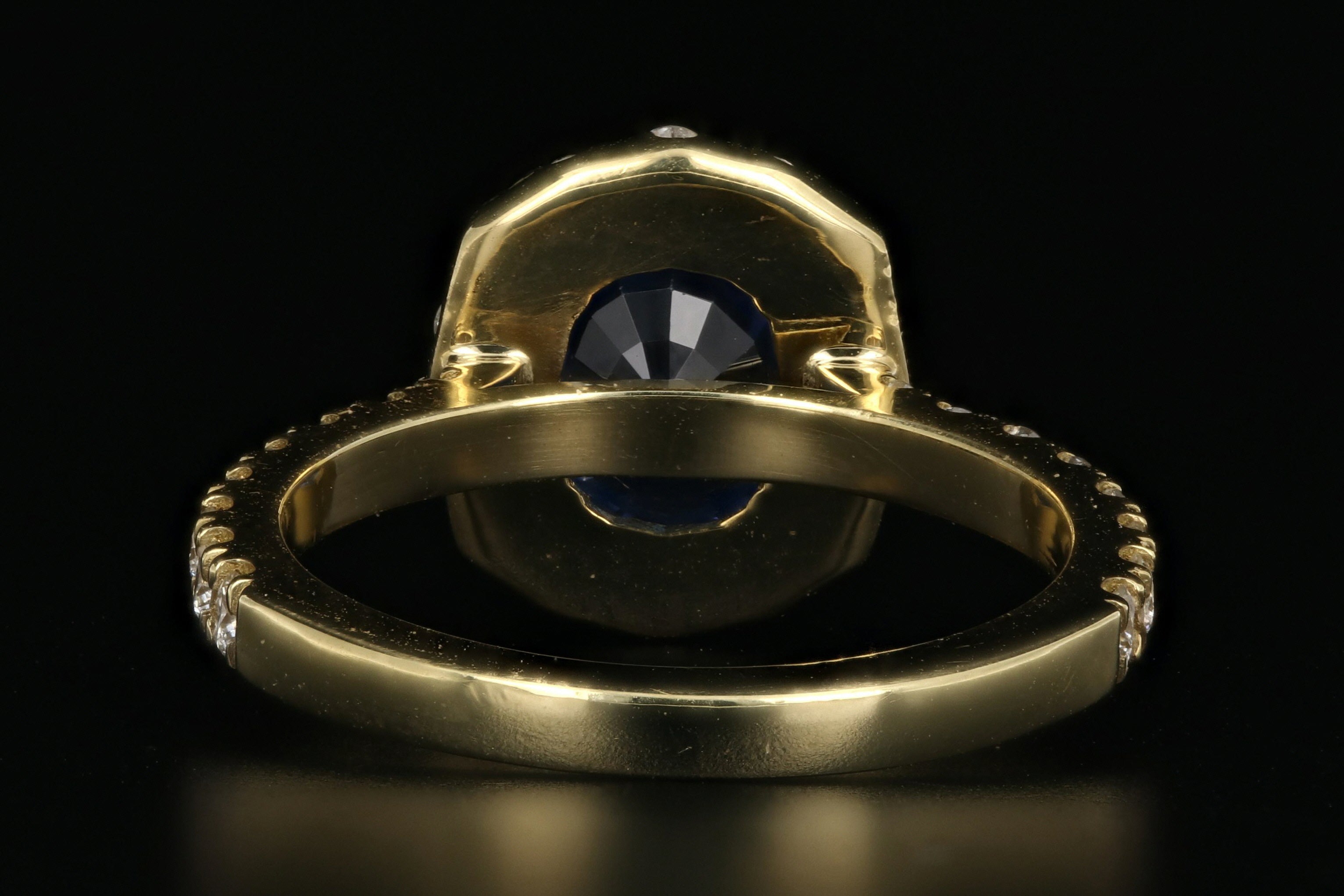 18K Yellow Gold 2.14 Carat Ceylon Sapphire and Diamond Ring - Queen May