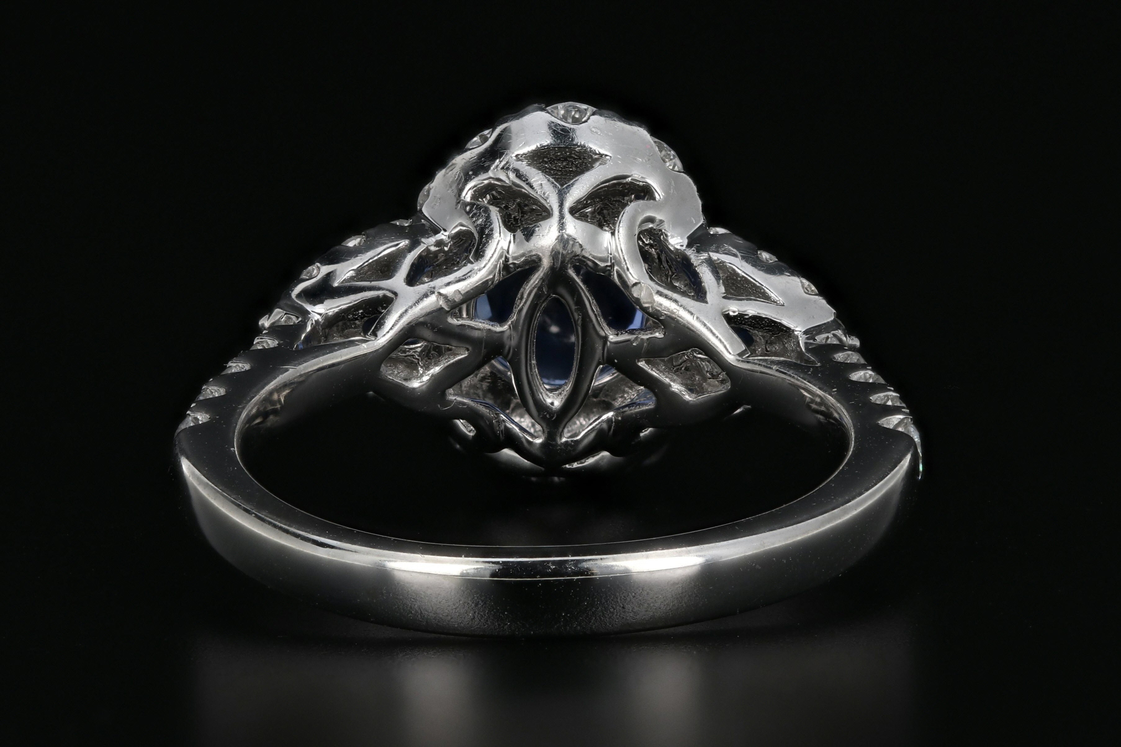 Modern 14K White Gold 2.12 Carat Ceylon Sapphire and Diamond Ring GIA Certified - Queen May