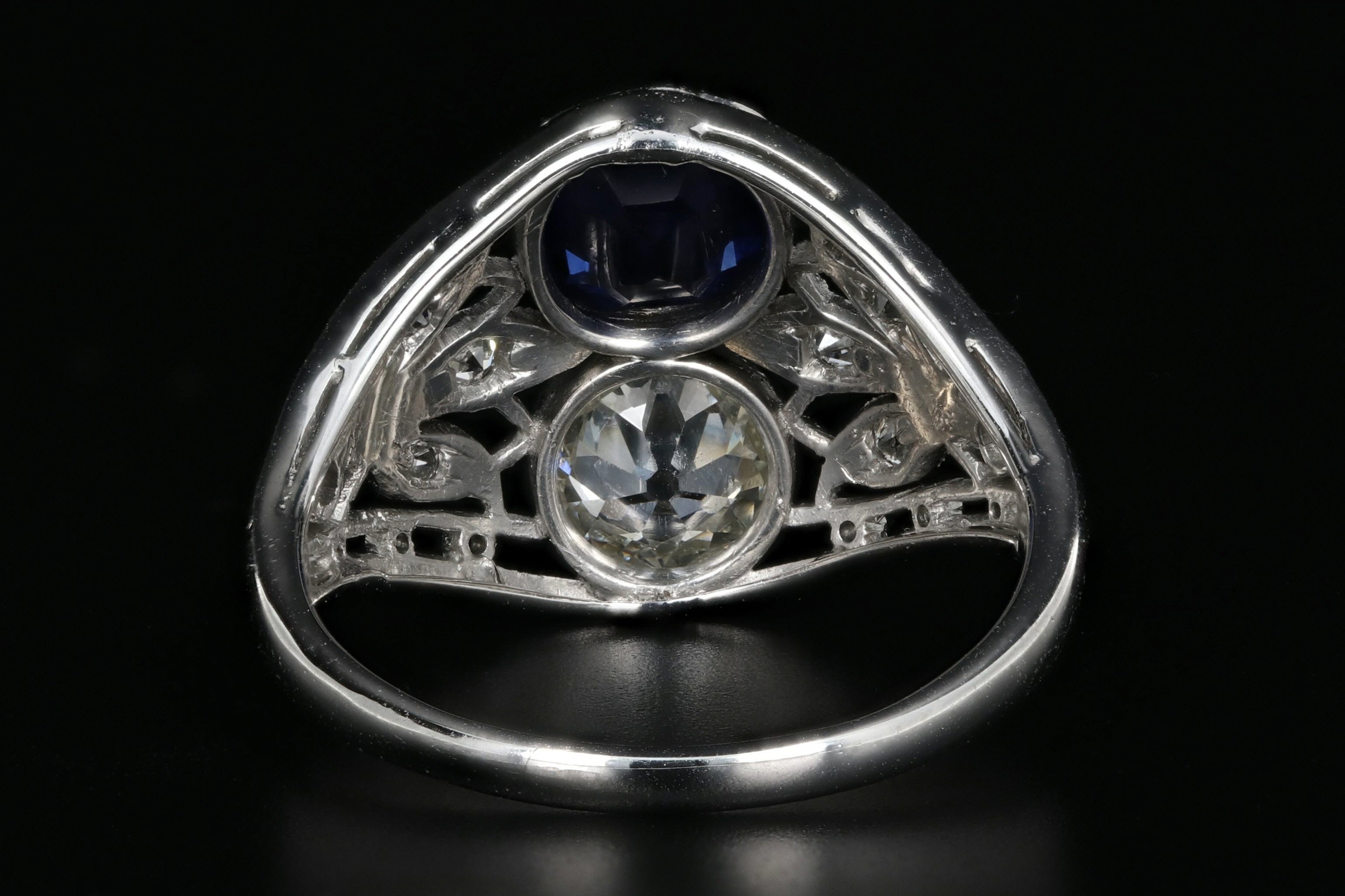 Art Deco Platinum GIA Certified No Heat Sapphire & Diamond Ring - Queen May