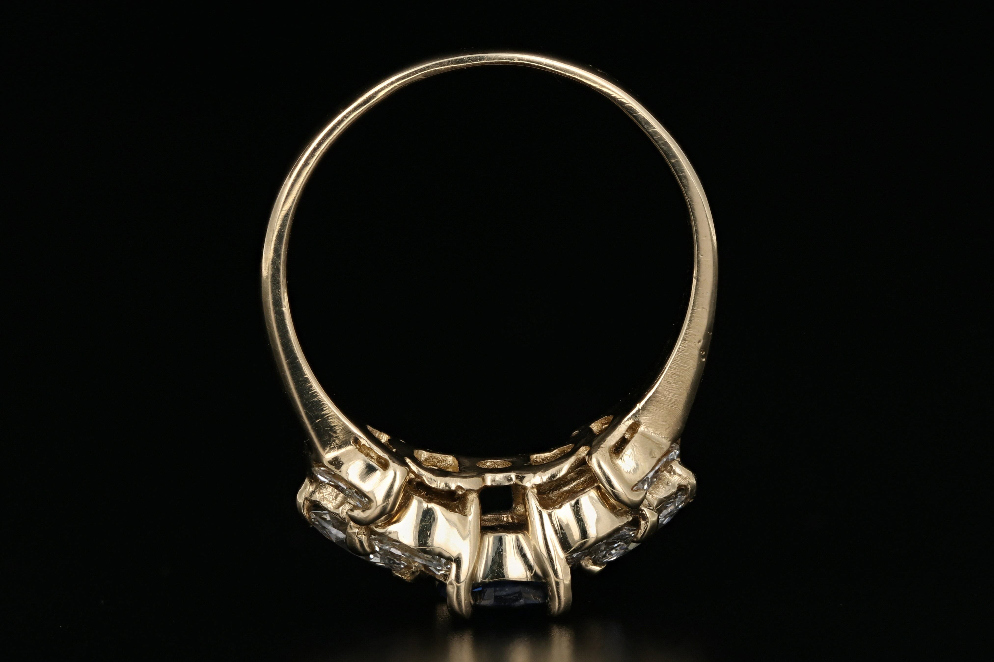 Modern 14K Yellow Gold 1.1 Carat Sapphire and Diamond Ring - Queen May