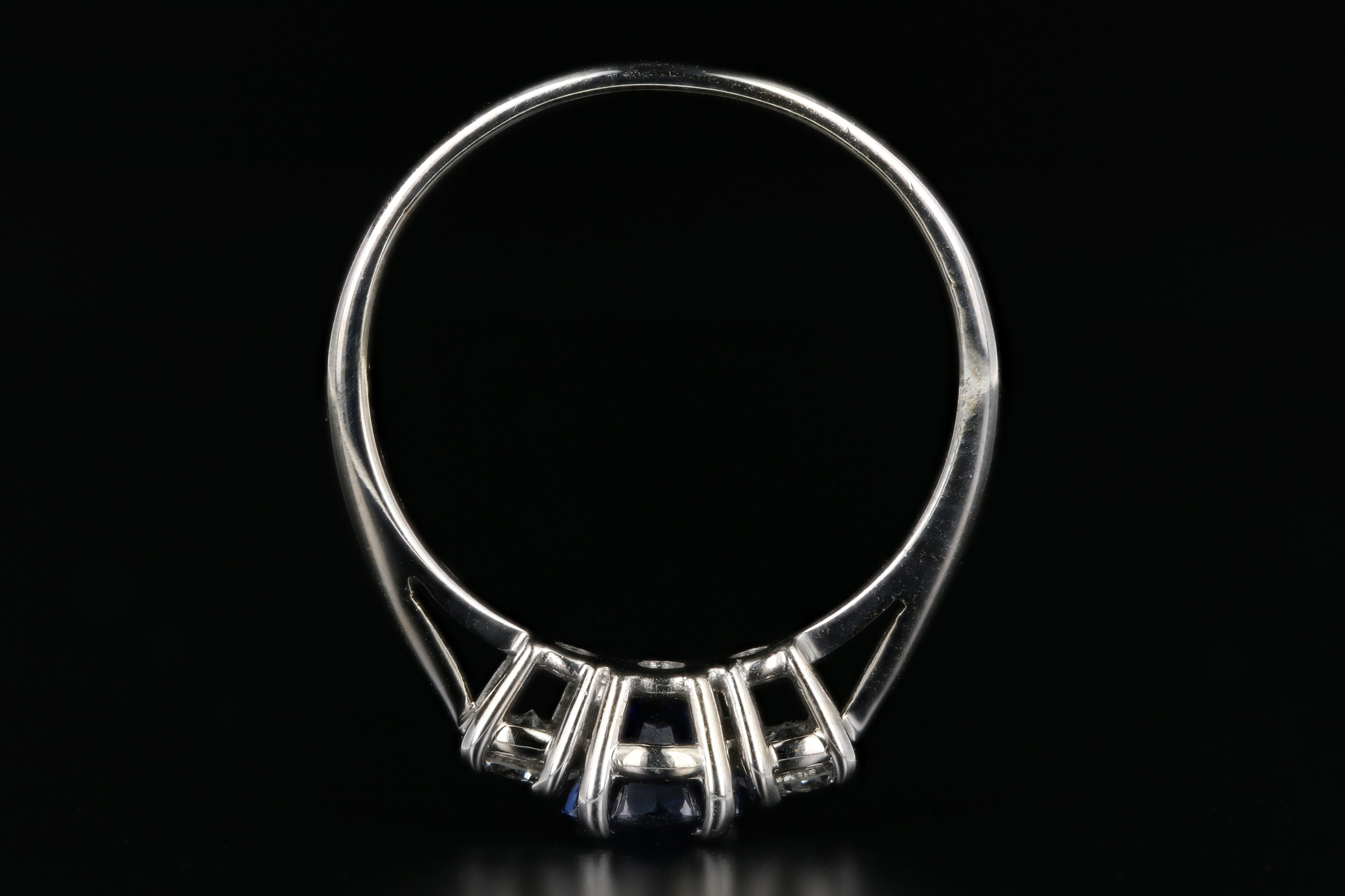 Modern 14K White Gold 1.129 Natural Sapphire and Diamond Ring - Queen May
