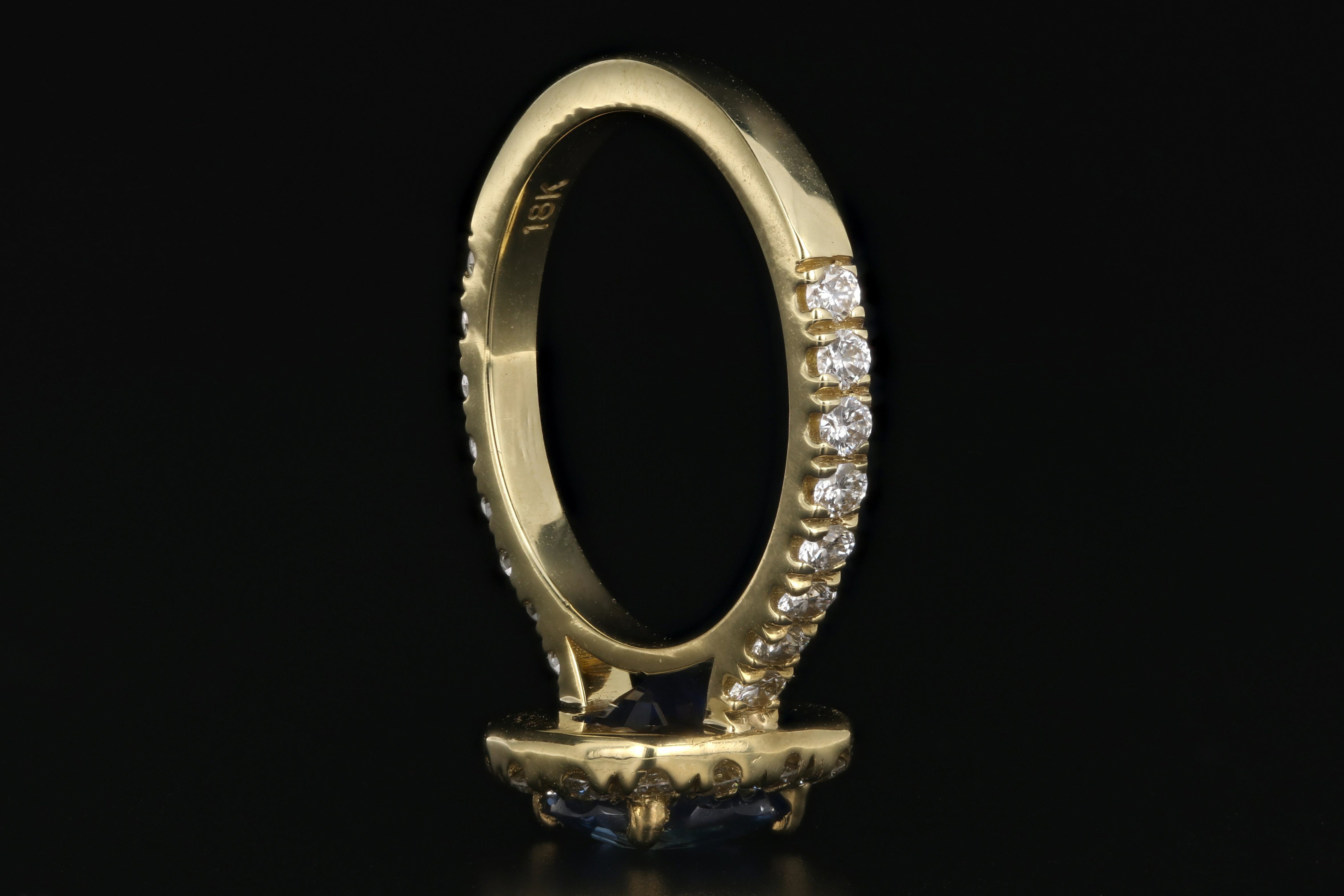 18K Yellow Gold 2.14 Carat Ceylon Sapphire and Diamond Ring - Queen May