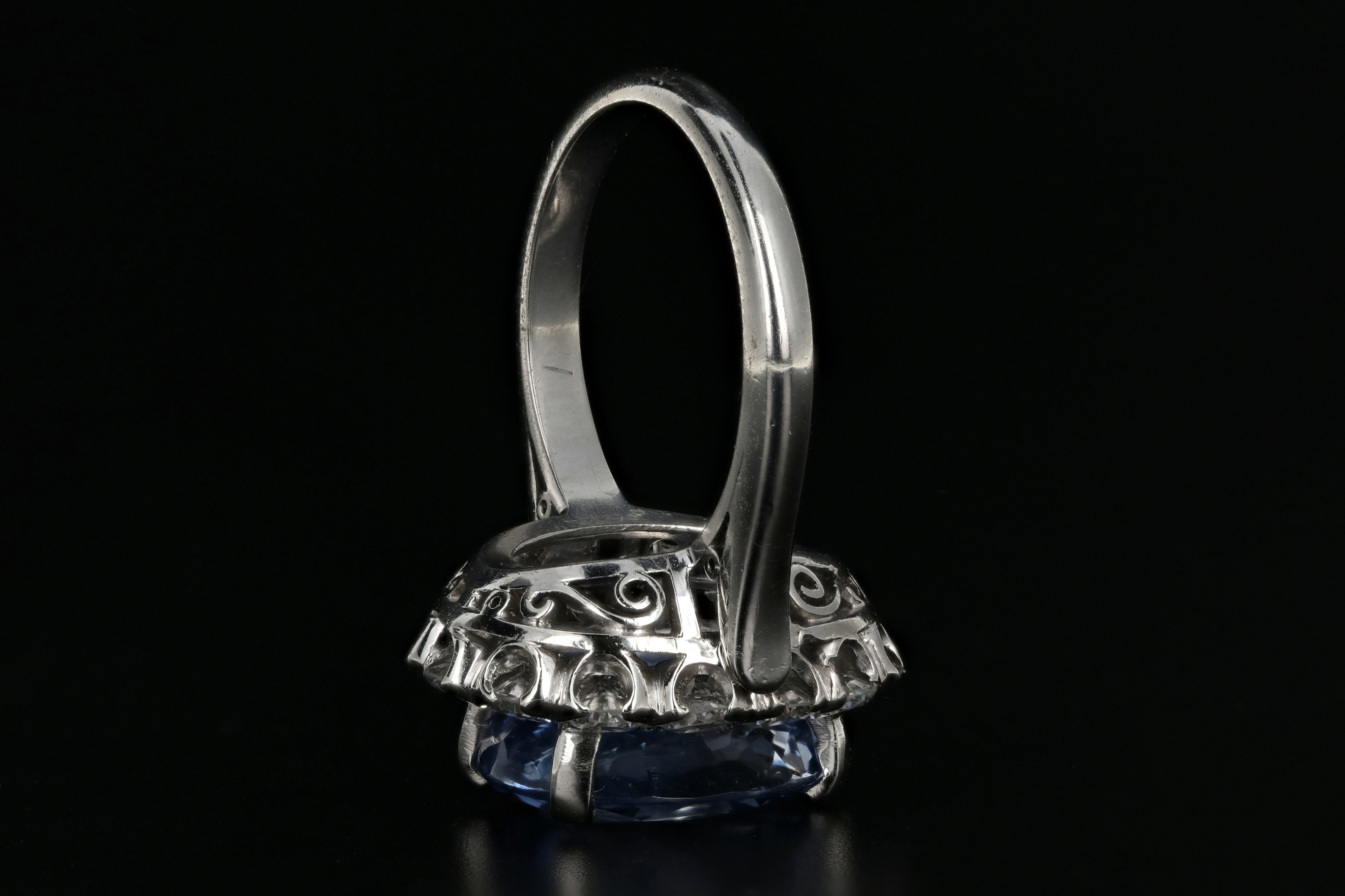 New Platinum 7.04 Natural Cornflower Blue Sapphire and Diamond Ring AGL Certified - Queen May