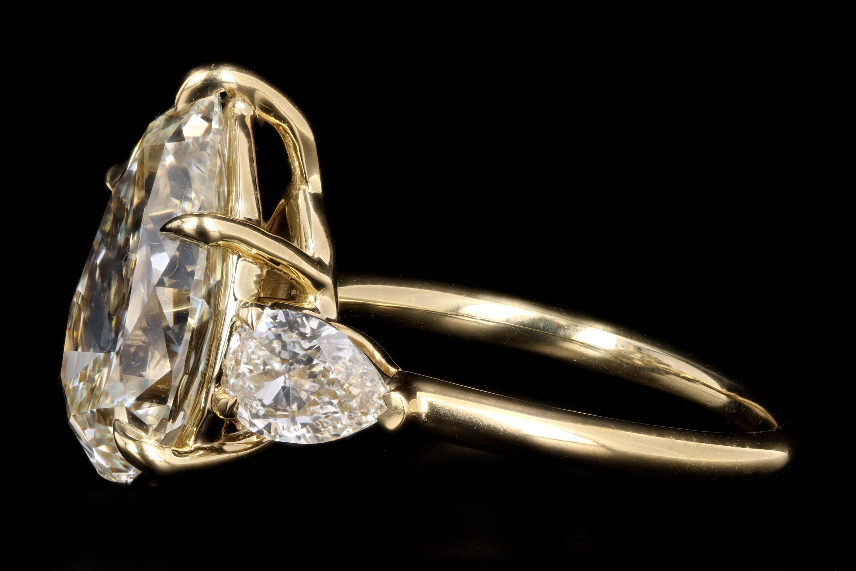18K Yellow Gold 5.06 Carat Pear Cut Diamond Engagement Ring GIA Certified - Queen May