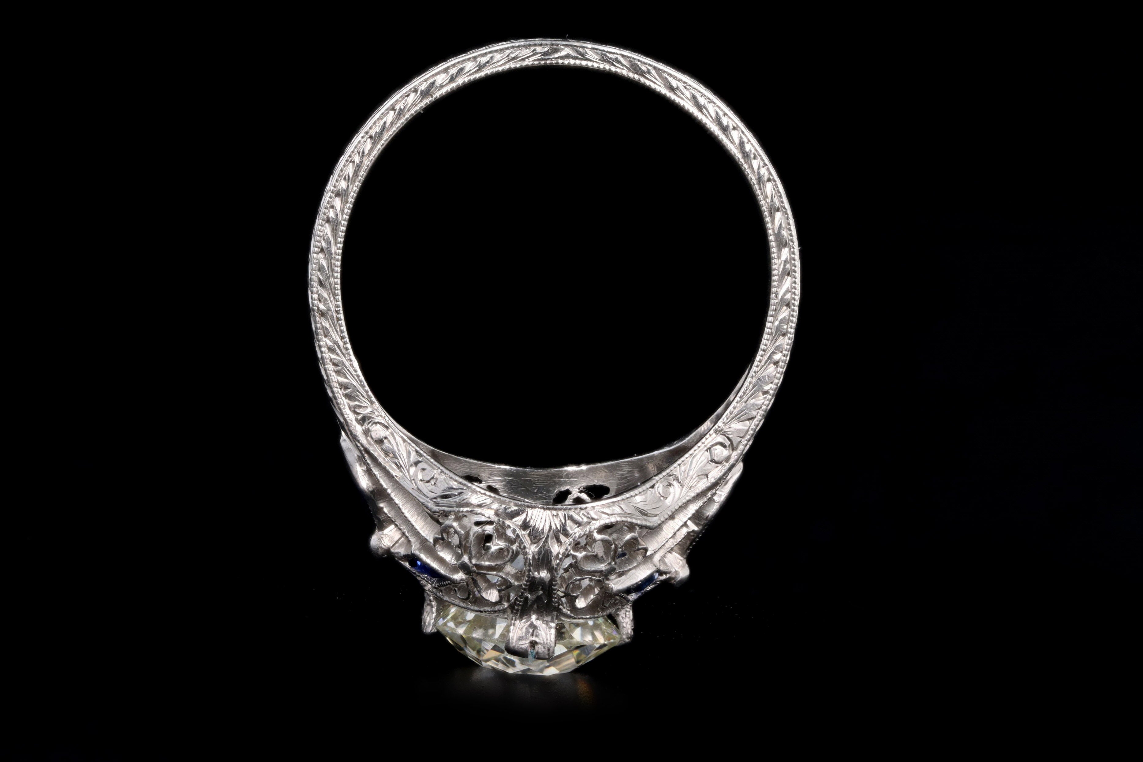 Art Platinum 2.11 Carat Old European Cut Diamond Filigree Engagement Ring GIA Certified - Queen May