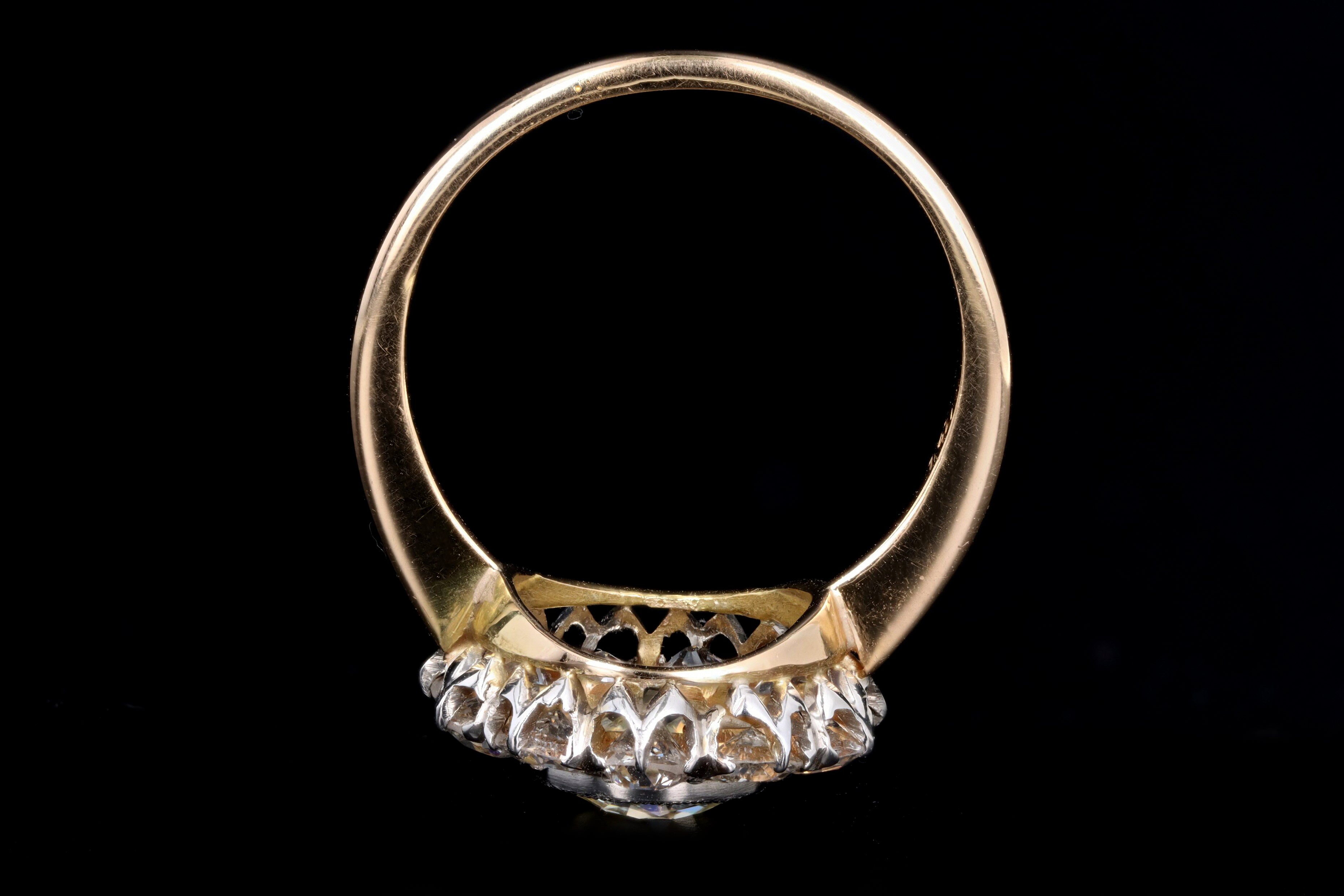 Victorian 18K Yellow Gold 1.42 Carat Old European Diamond Cluster Engagement Ring - Queen May