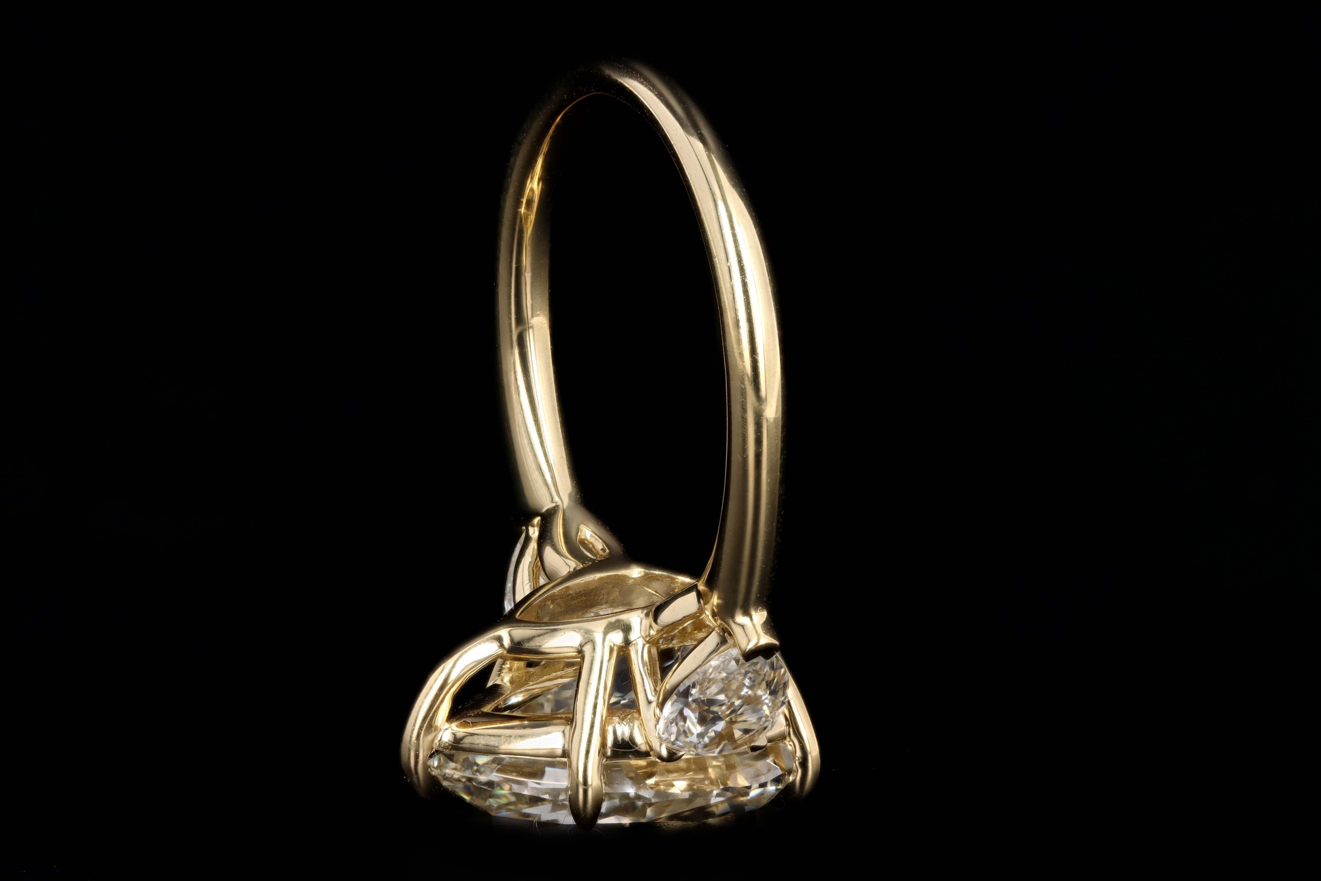 18K Yellow Gold 5.06 Carat Pear Cut Diamond Engagement Ring GIA Certified - Queen May