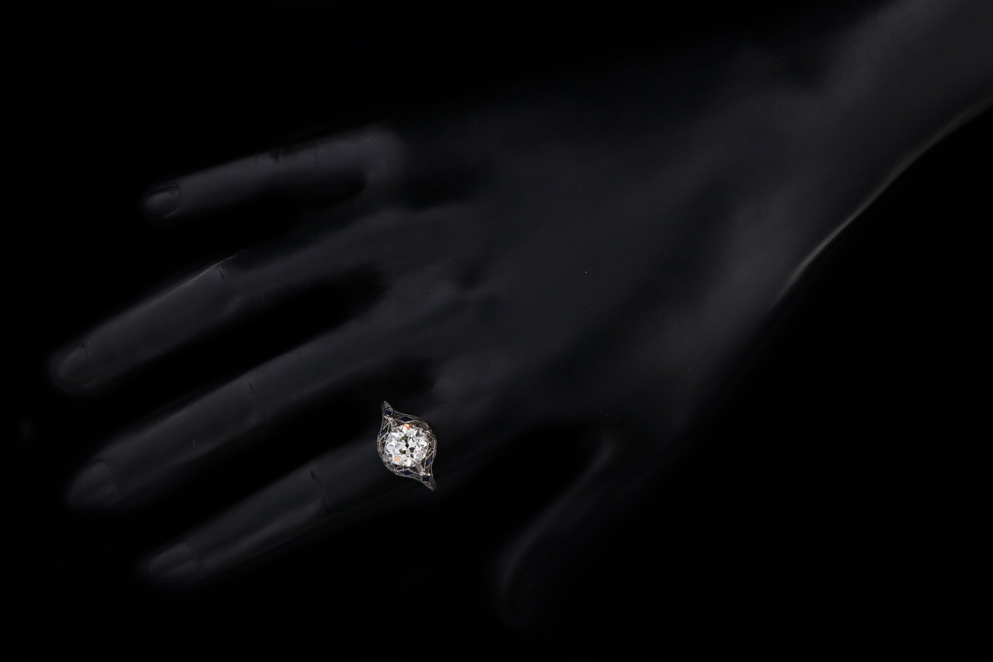 Art Platinum 2.11 Carat Old European Cut Diamond Filigree Engagement Ring GIA Certified - Queen May
