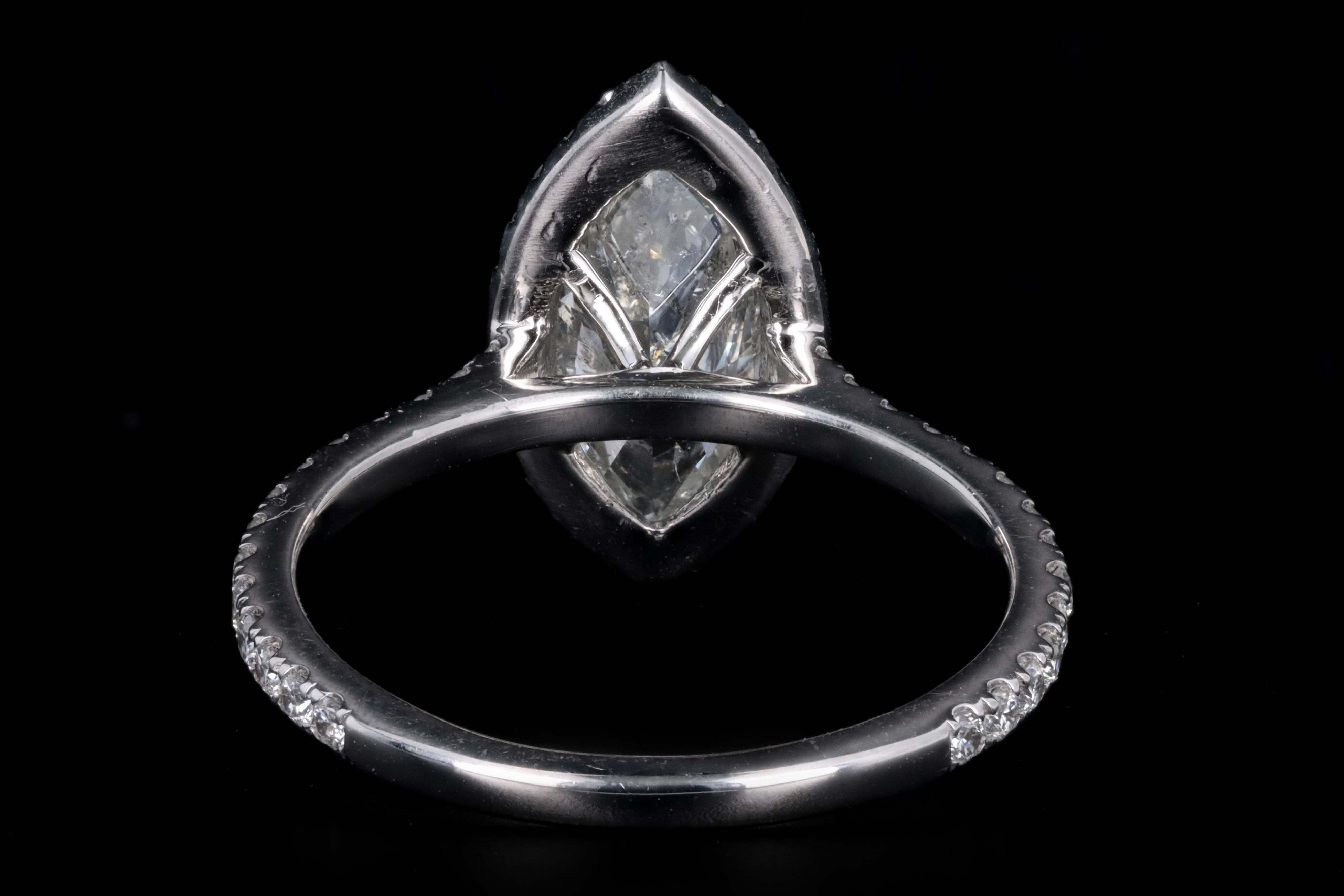Platinum 1.50 Carat Marquise Cut Diamond Halo Engagement Ring - Queen May