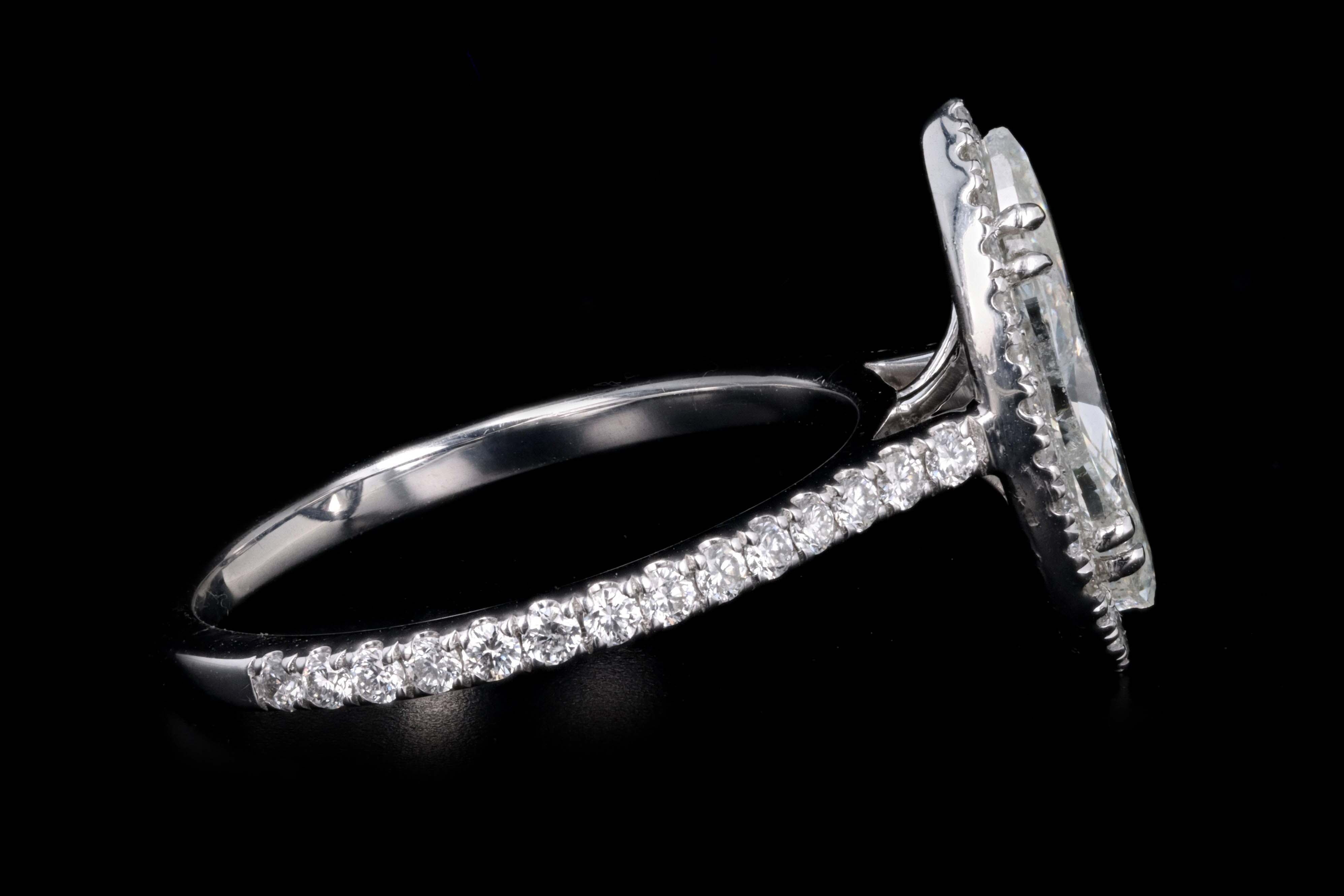 Platinum 1.50 Carat Marquise Cut Diamond Halo Engagement Ring - Queen May