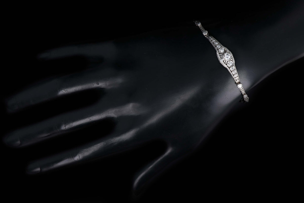 Art Deco Platinum .30 Carat Old European Cut Diamond Bracelet - Queen May