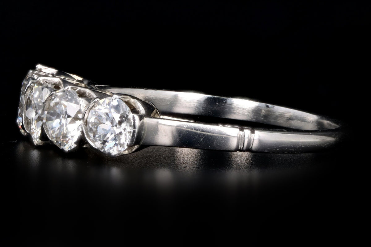 Edwardian Platinum 1.60 Carat Total Weight Old European Diamond Five Stone Band - Queen May