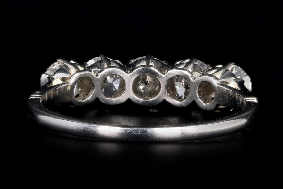 Edwardian Platinum 1.60 Carat Total Weight Old European Diamond Five Stone Band - Queen May