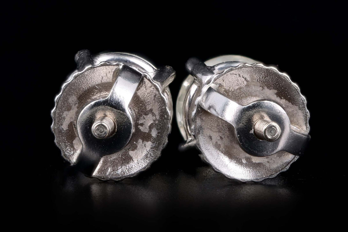 14K White Gold 1.12 Carat Total Weight Round Diamond Screw Back Stud Earrings - Queen May