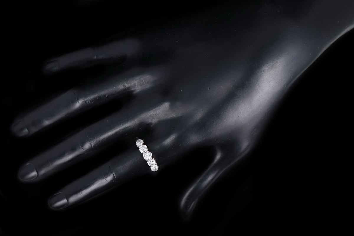 Edwardian Platinum 1.60 Carat Total Weight Old European Diamond Five Stone Band - Queen May