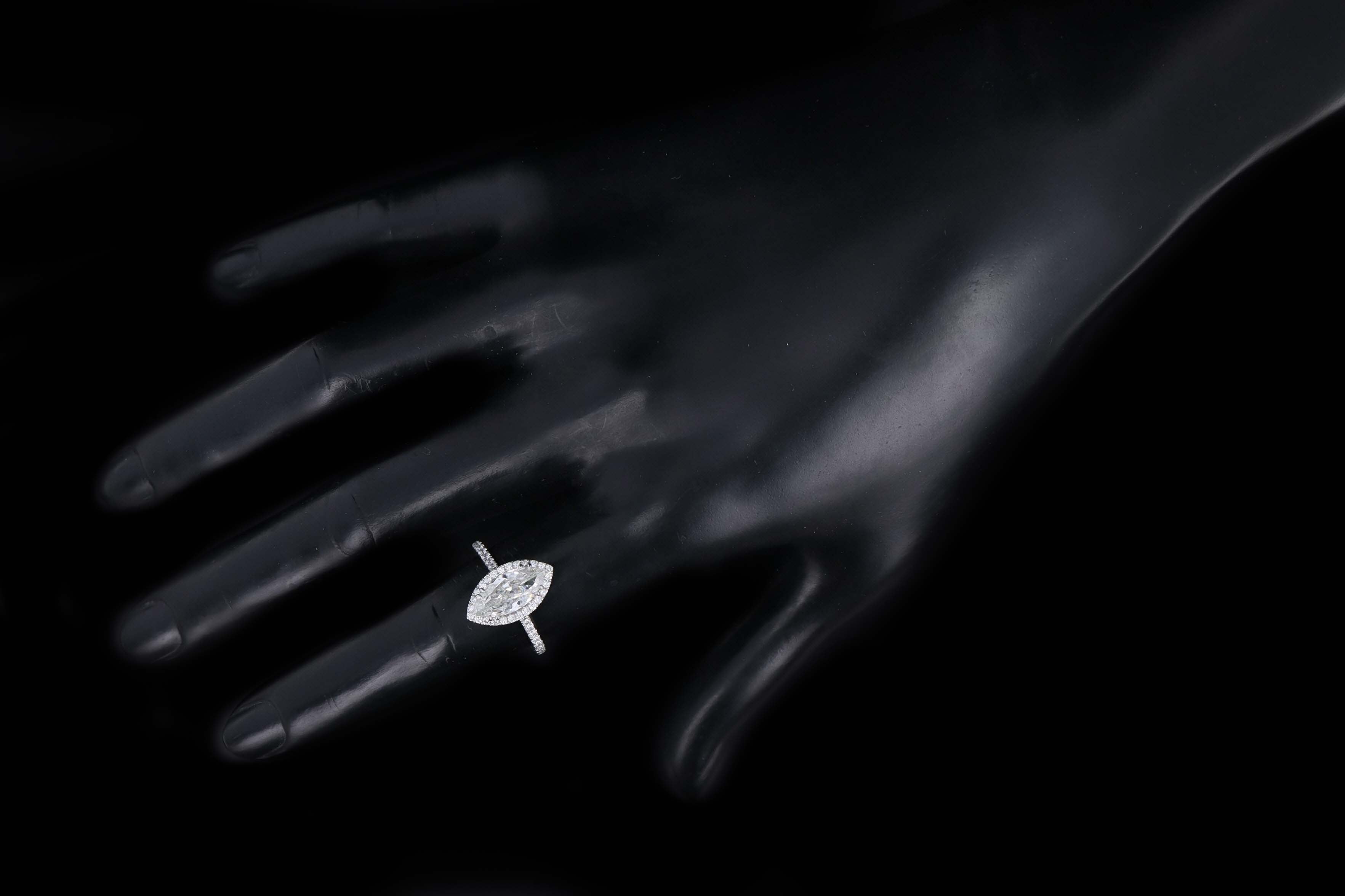 Platinum 1.50 Carat Marquise Cut Diamond Halo Engagement Ring - Queen May