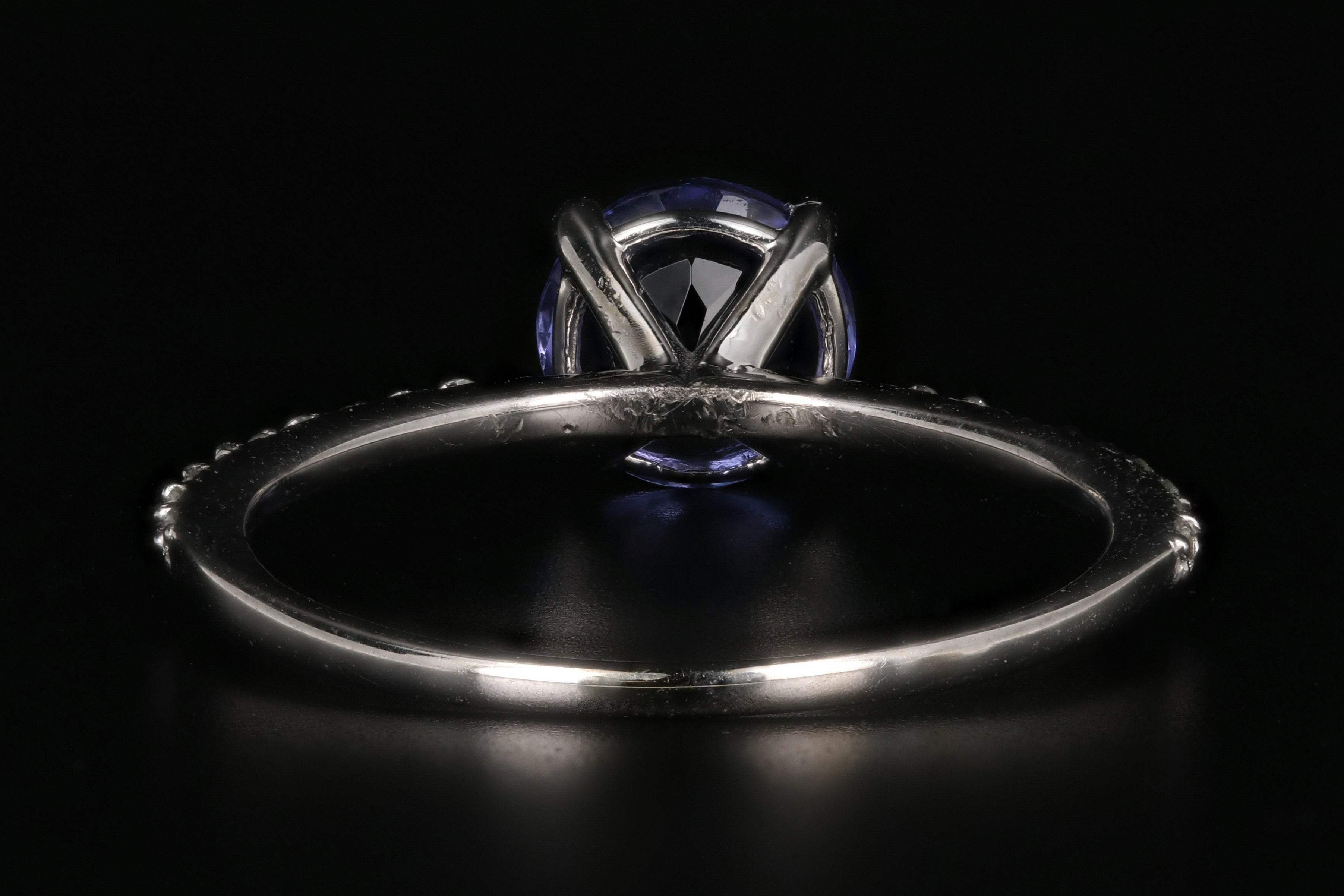 Modern 14K White Gold 1.35 Carat Tanzanite and Diamond Ring - Queen May