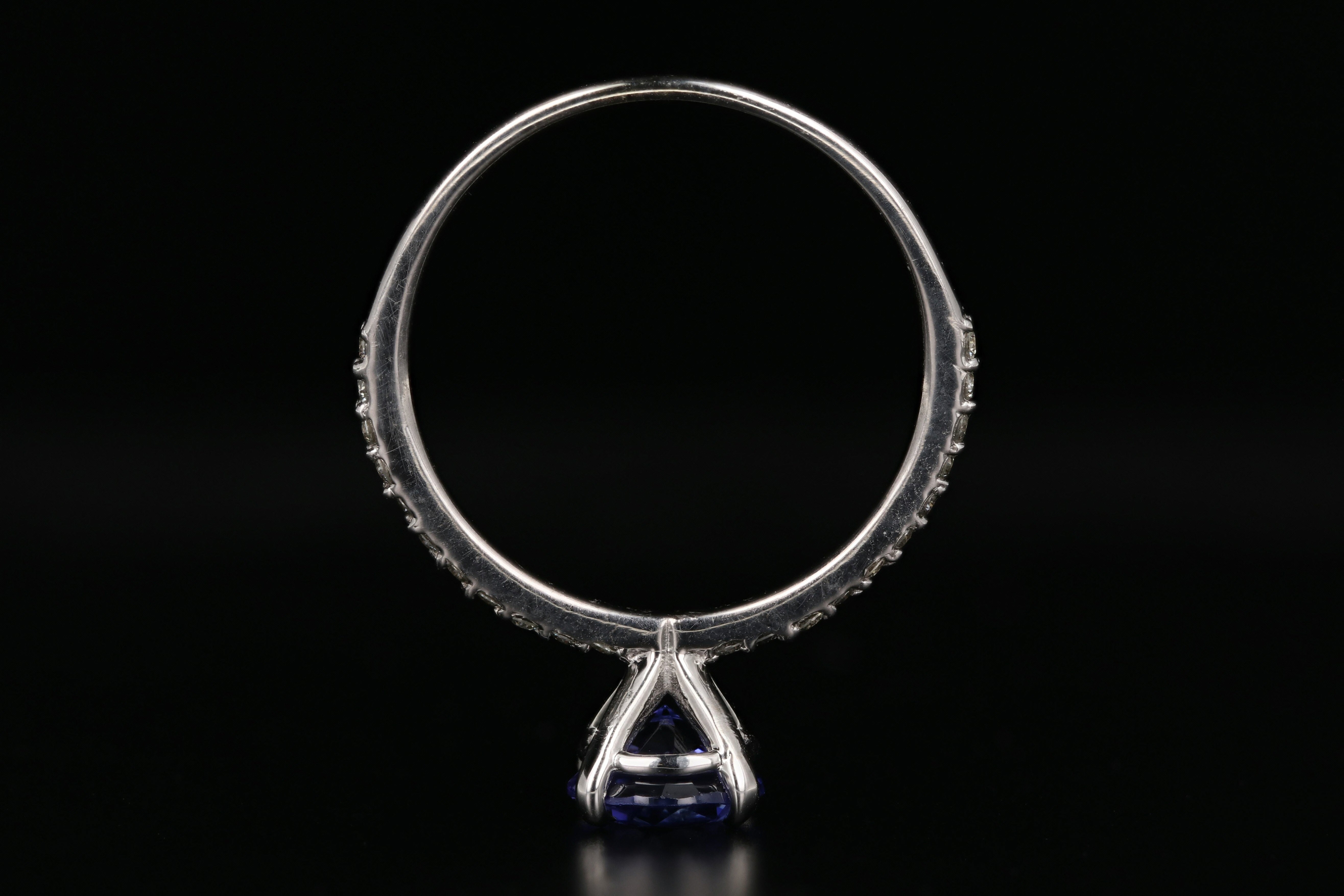 Modern 14K White Gold 1.35 Carat Tanzanite and Diamond Ring - Queen May