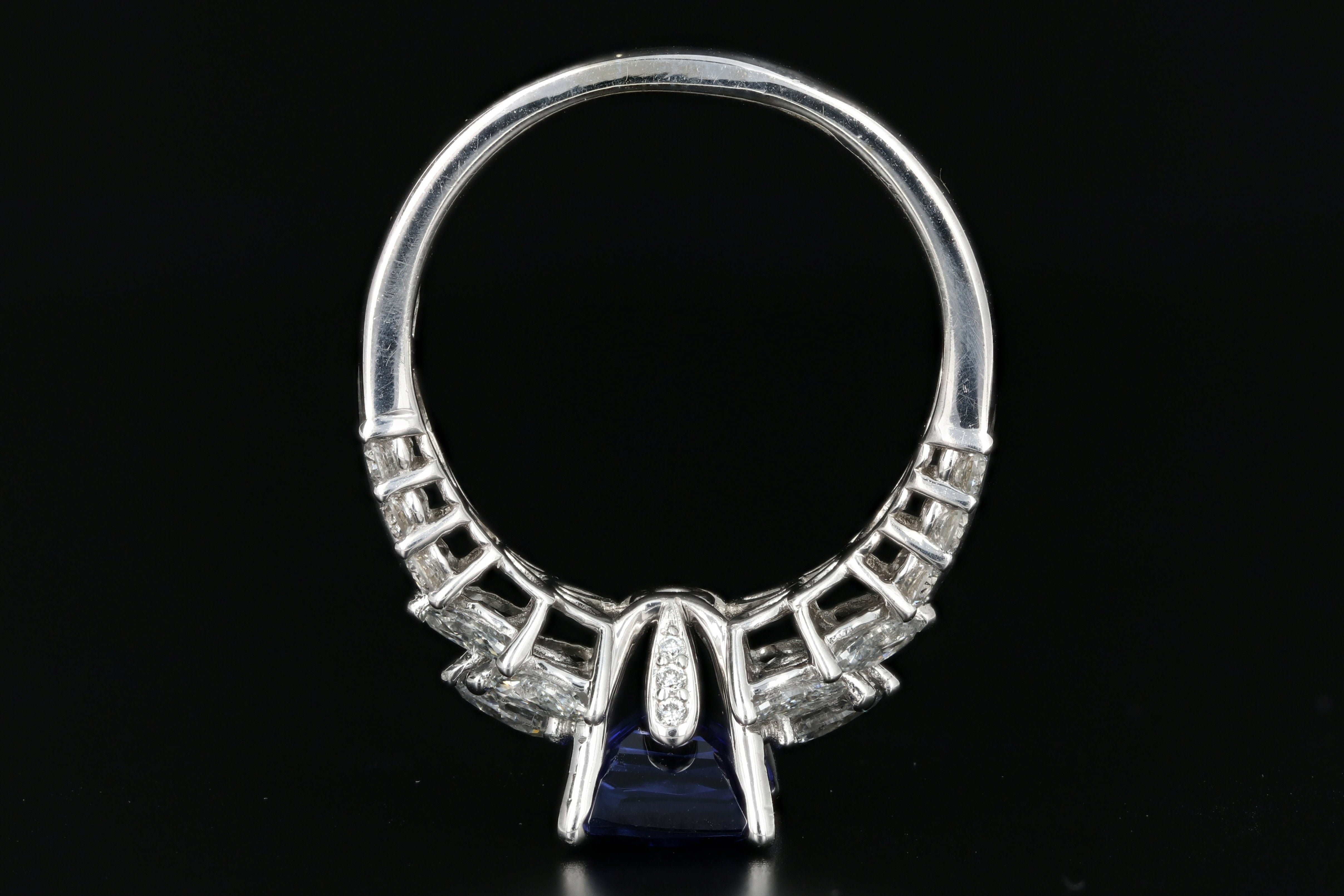 Modern 18K White Gold 3.1 Carat Tanzanite and Diamond Ring - Queen May