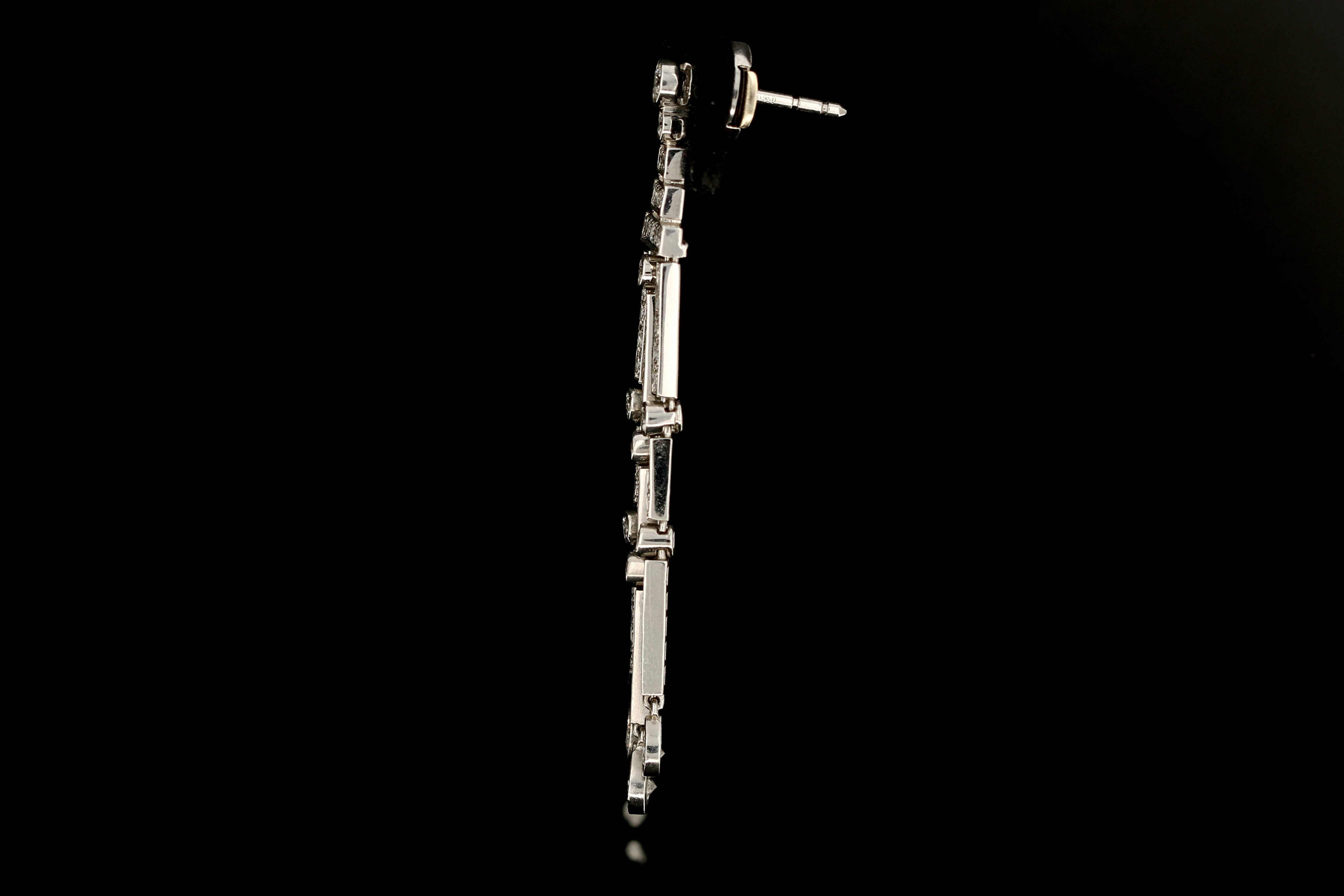 Tiffany & Co Jazz Triple-bar Diamond Drop Earrings in Platinum - Queen May