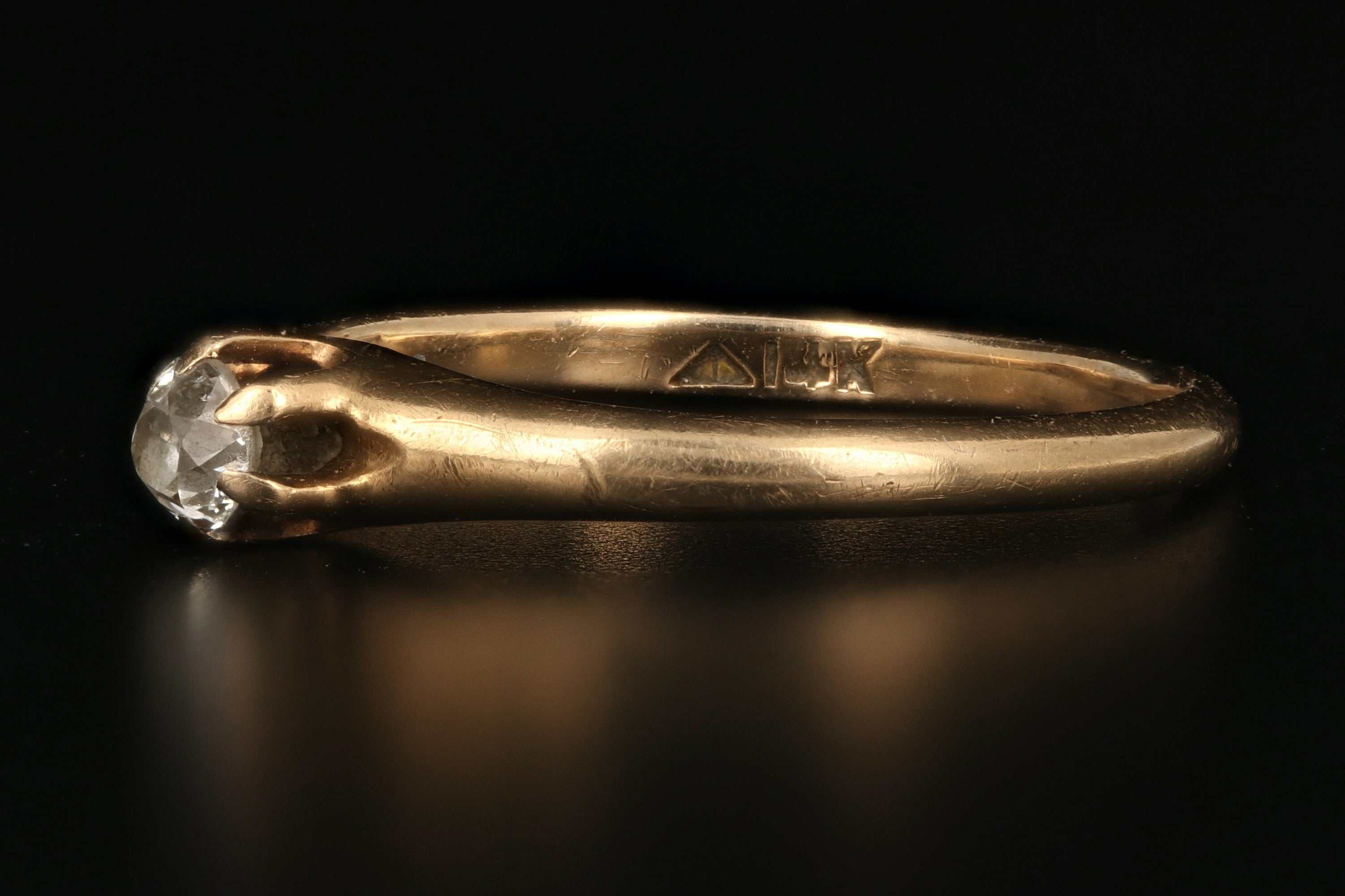 Victorian 14K Yellow Gold .08 Carat Old European Cut Diamond Engagement Ring - Queen May