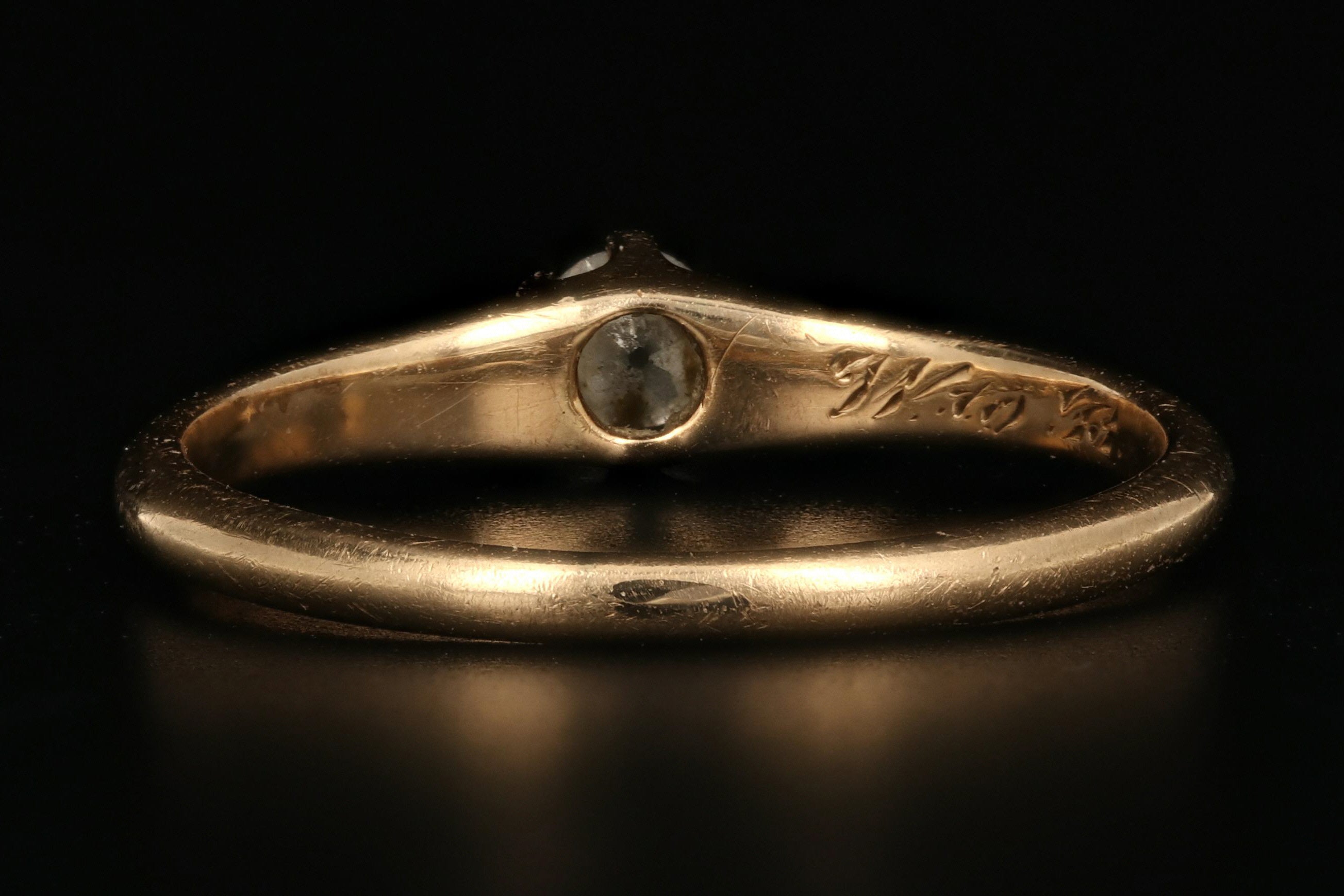 Victorian 14K Yellow Gold .08 Carat Old European Cut Diamond Engagement Ring - Queen May