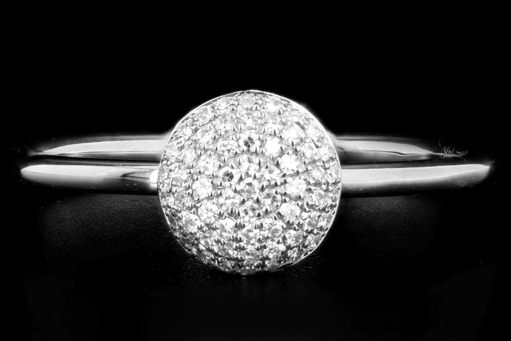 14K Gold Diamond Pave Circle Ring - Queen May