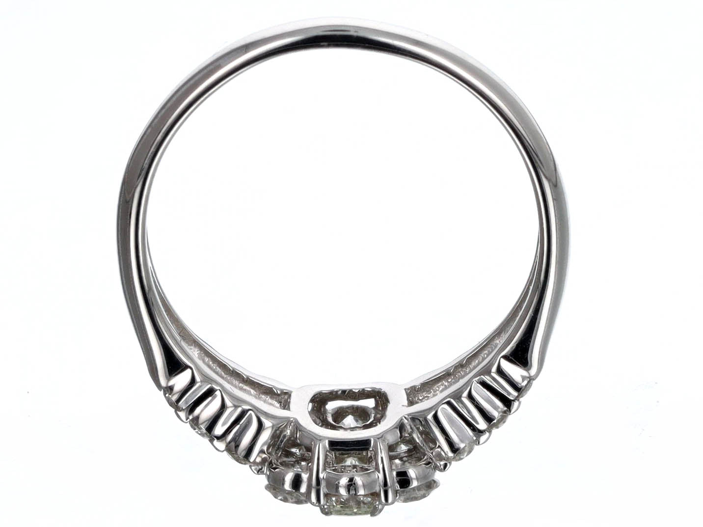 0.17 Carat Emerald Cut Diamond Halo Engagement Ring in Platinum - Queen May