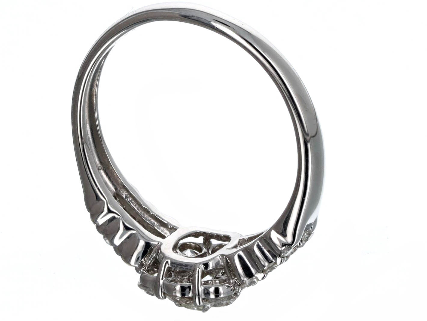 0.17 Carat Emerald Cut Diamond Halo Engagement Ring in Platinum - Queen May