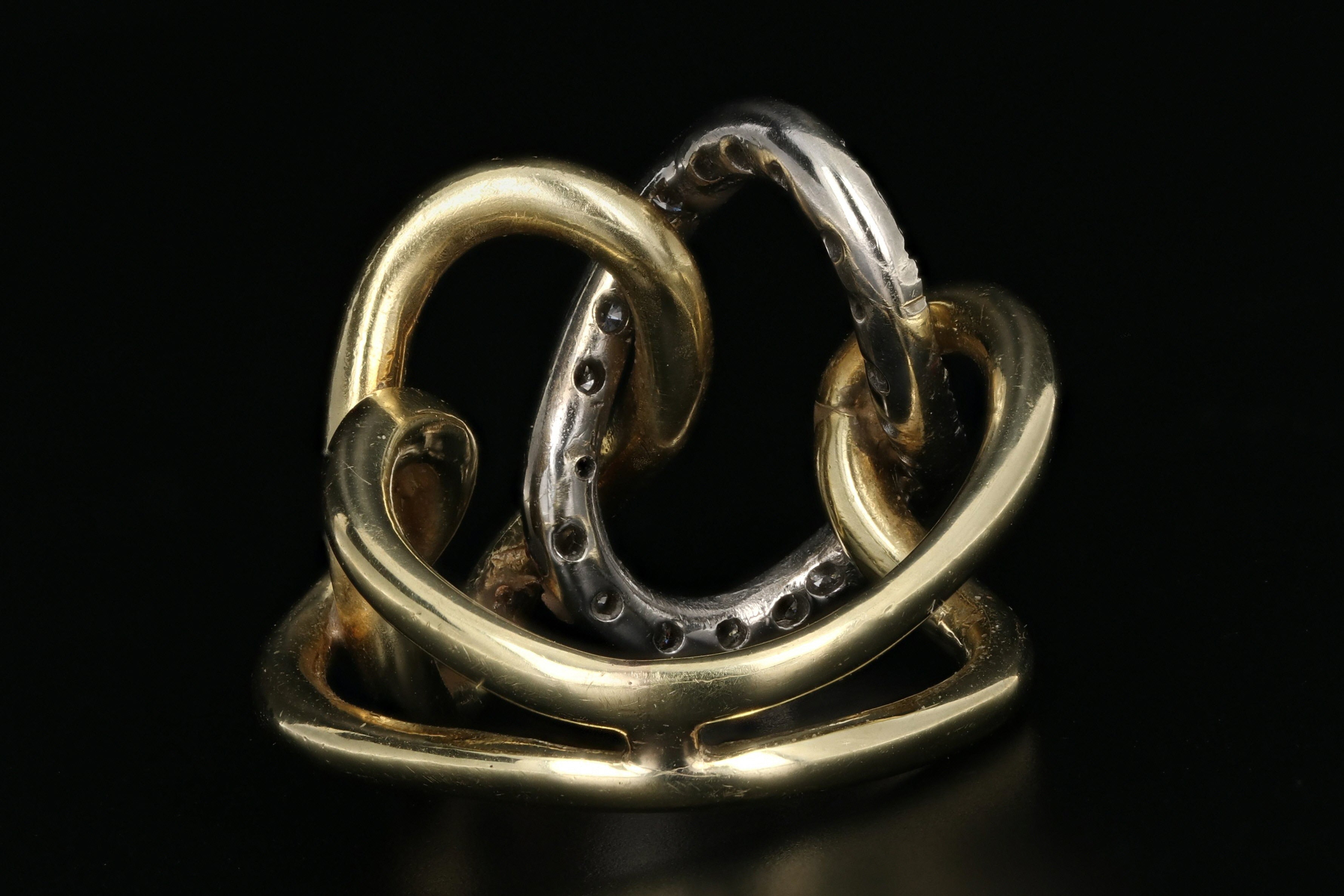 Vintage 14K Yellow And White Gold Knot Diamond Ring - Queen May