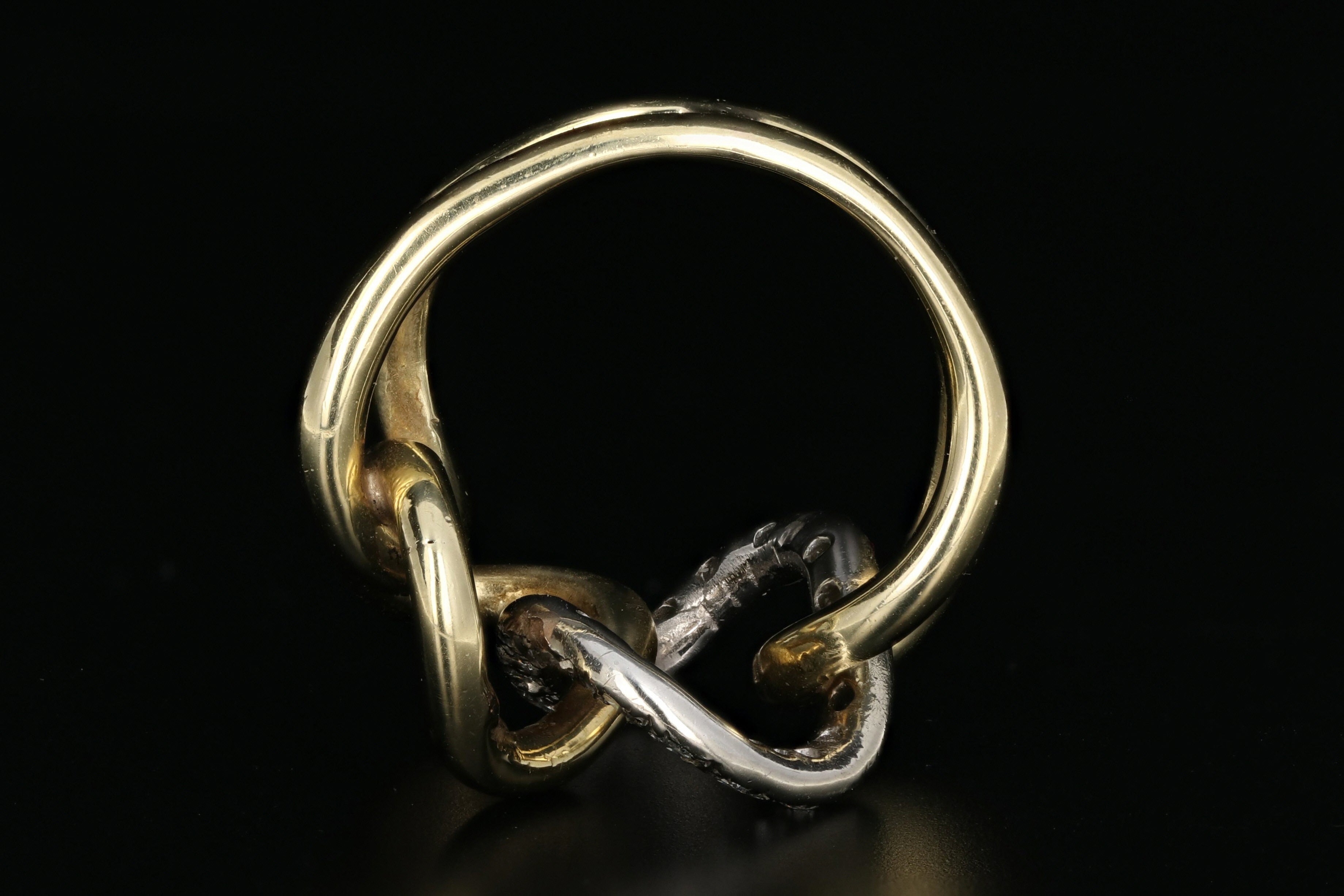 Vintage 14K Yellow And White Gold Knot Diamond Ring - Queen May