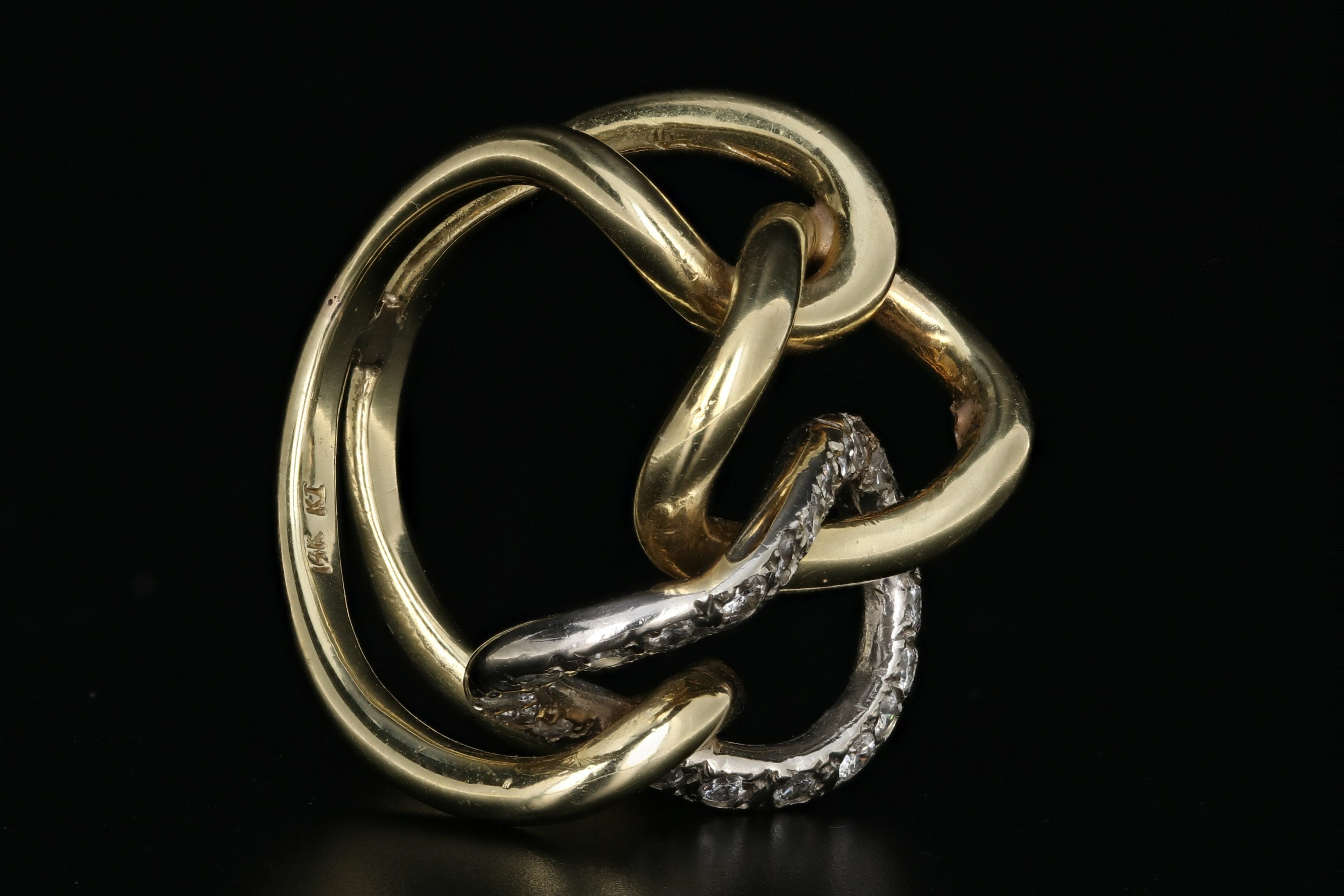 Vintage 14K Yellow And White Gold Knot Diamond Ring - Queen May