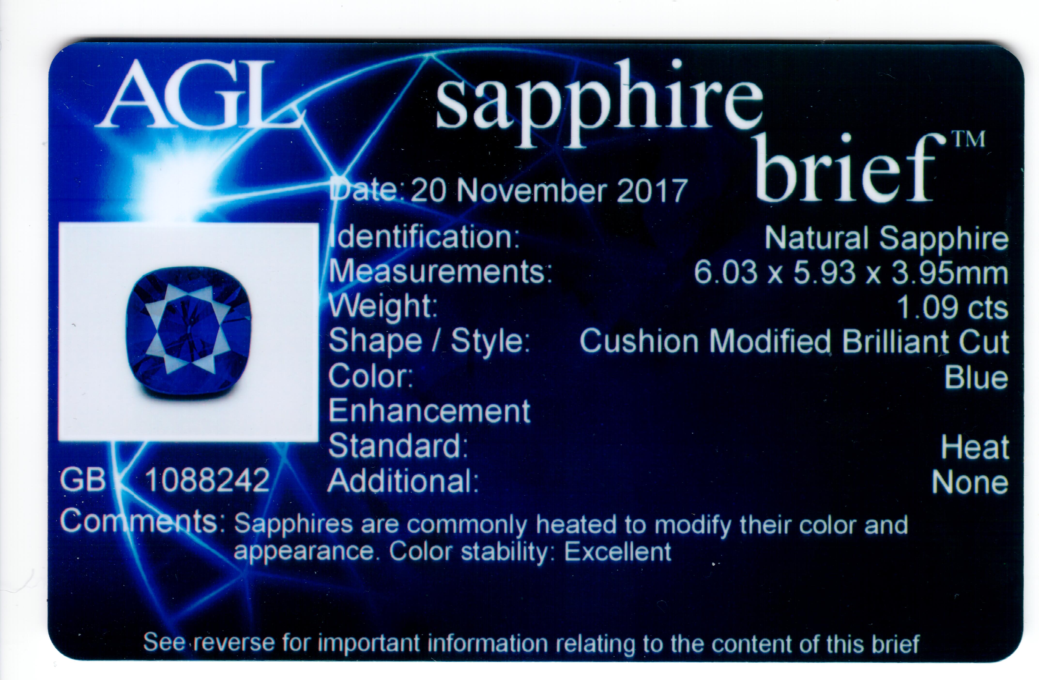 Modern Cushion Cut Natural Royal Blue Sapphire and Diamond Ring AGL Certified - Queen May