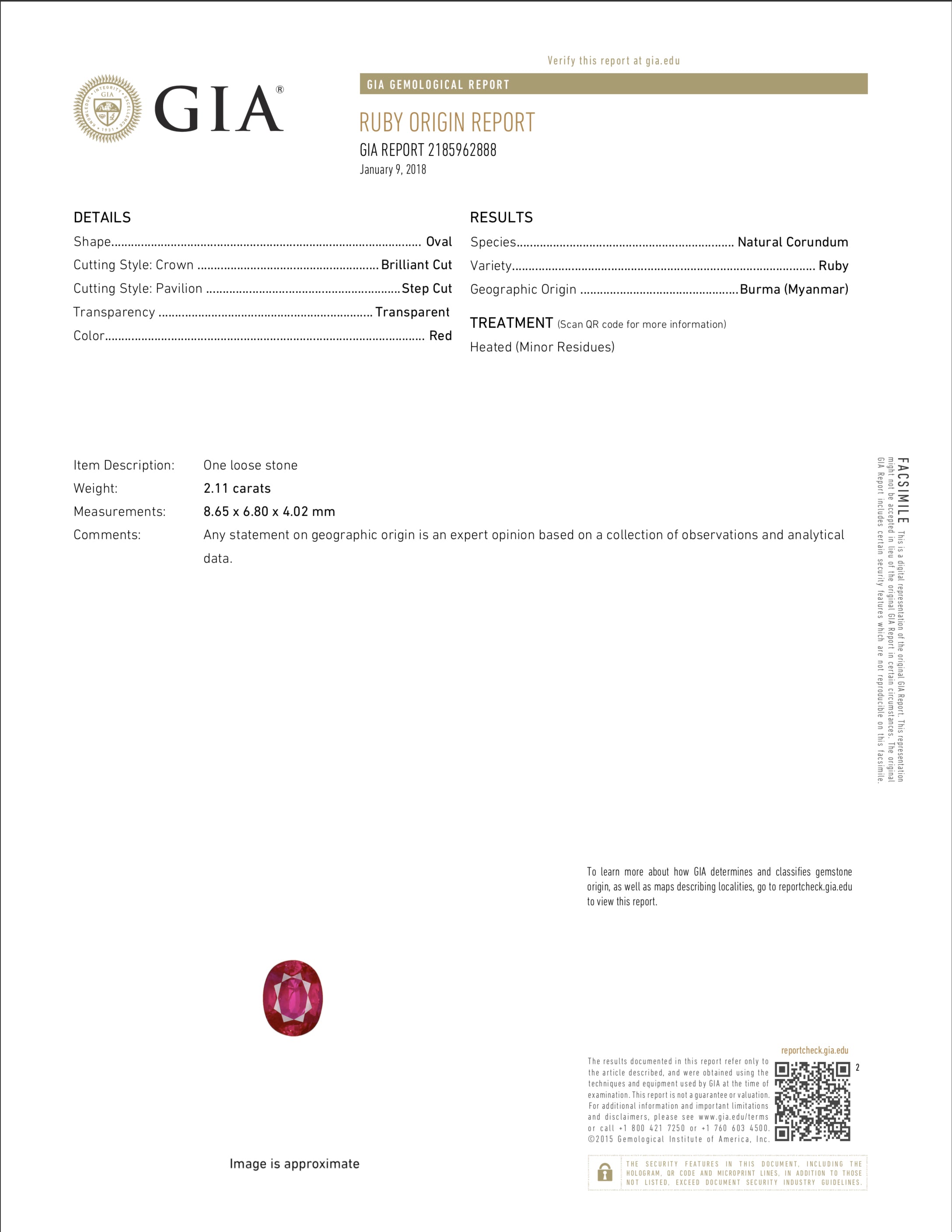 Modern 14K White Gold 2.11 Carat Natural Burma Ruby & Diamond Ring GIA Certified - Queen May