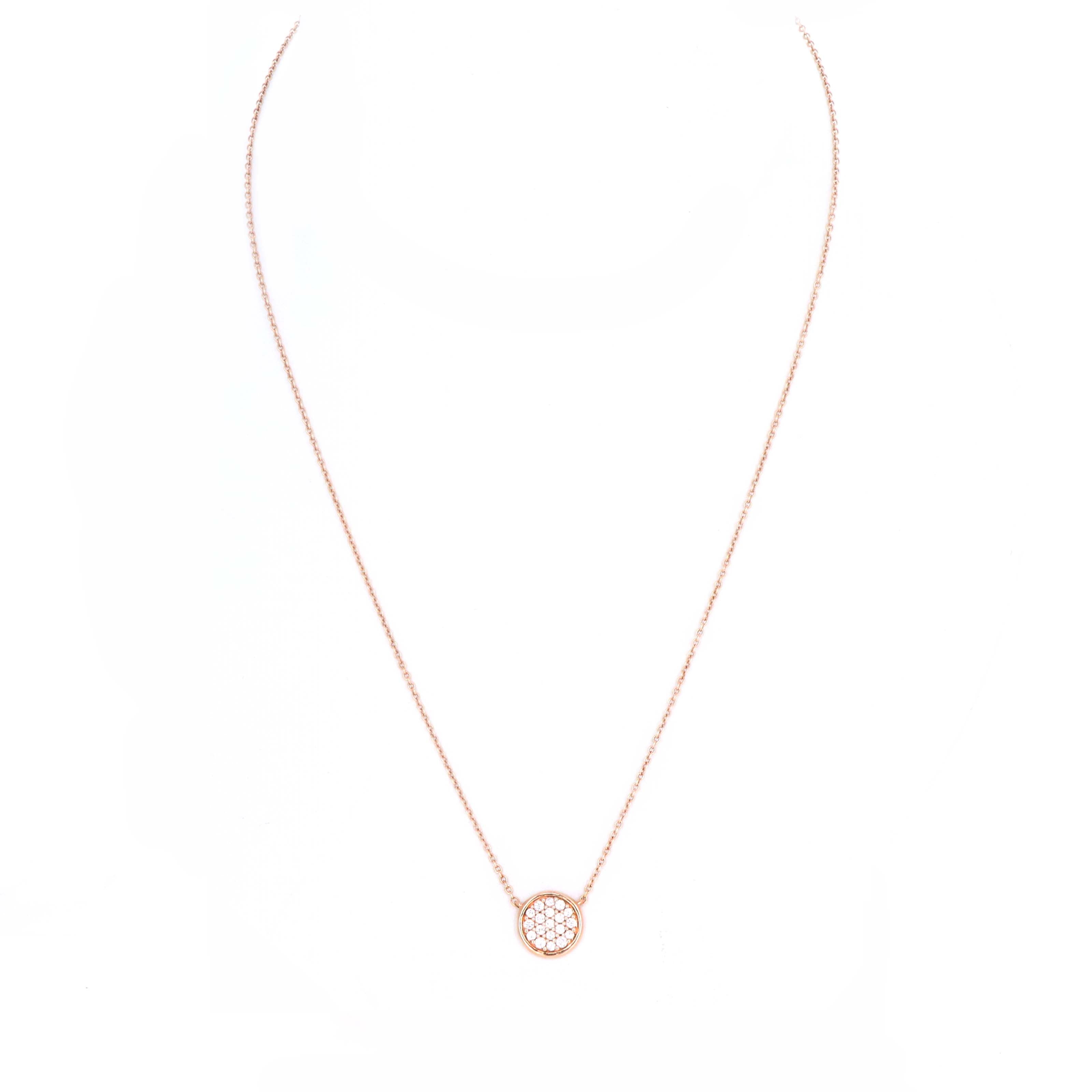 14K Rose Gold 0.38 Carat Diamond Pave Pendant Necklace - Queen May