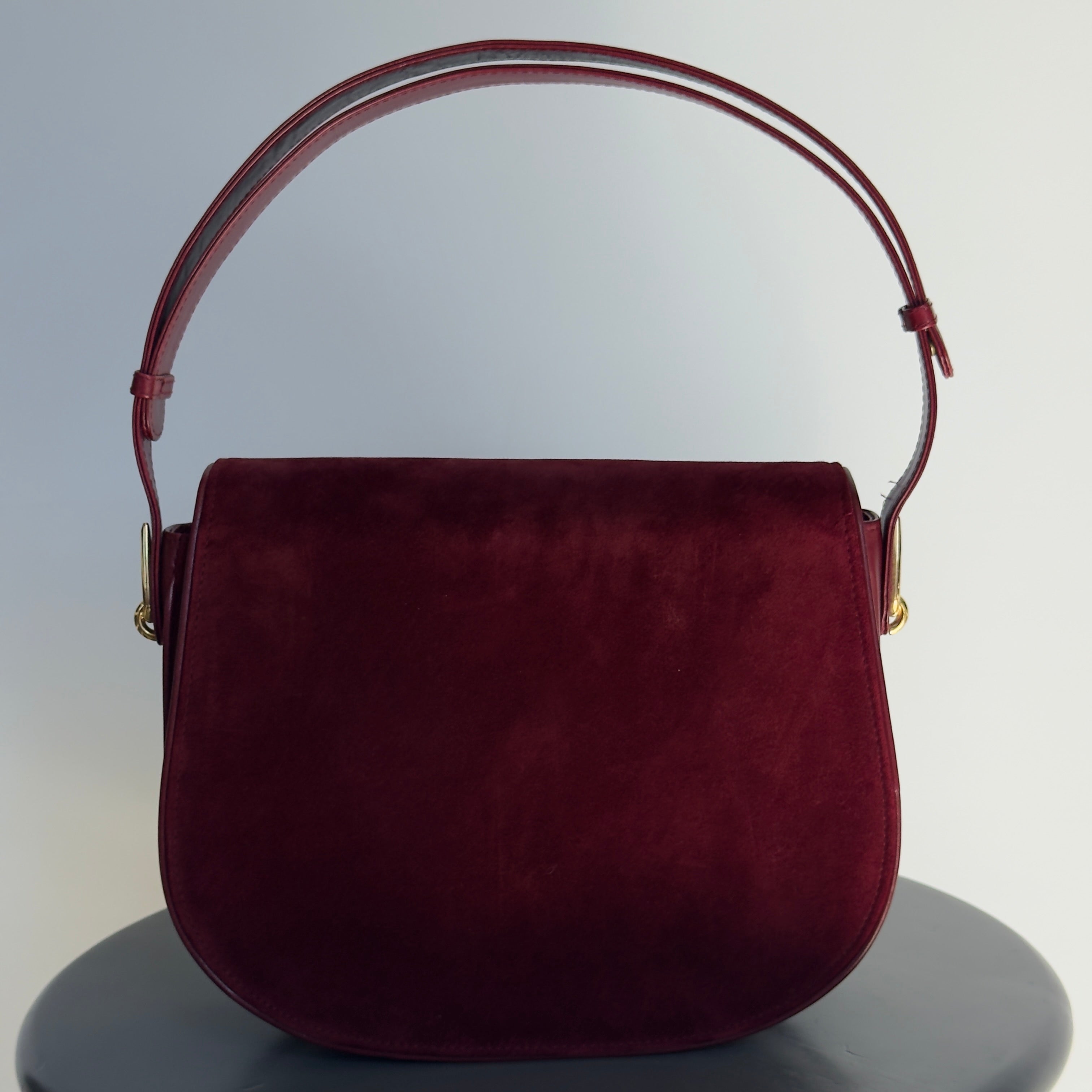 Ultra Rare Vintage Gucci Maroon Suede Bag Circa 1970s - Queen May