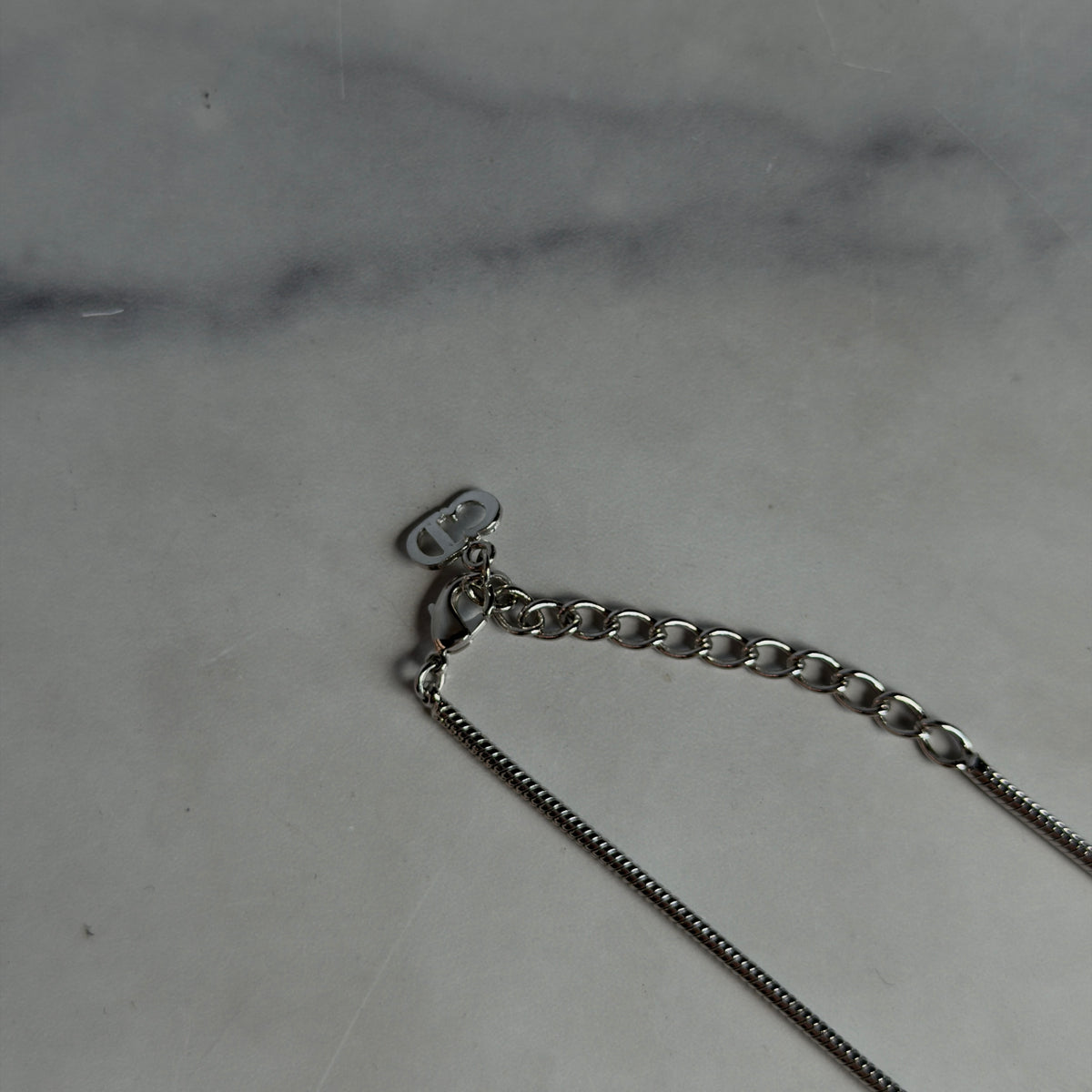Christian Dior Silver Tone Spell Out Necklace - Queen May