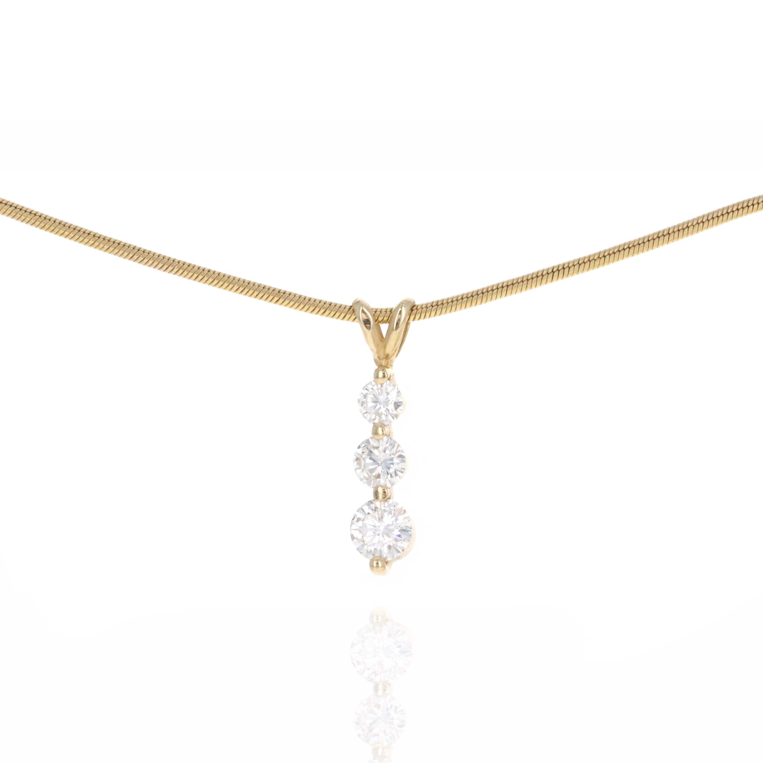 14K Yellow Gold 0.55 Carat Diamond Three Stone Drop Pendant - Queen May