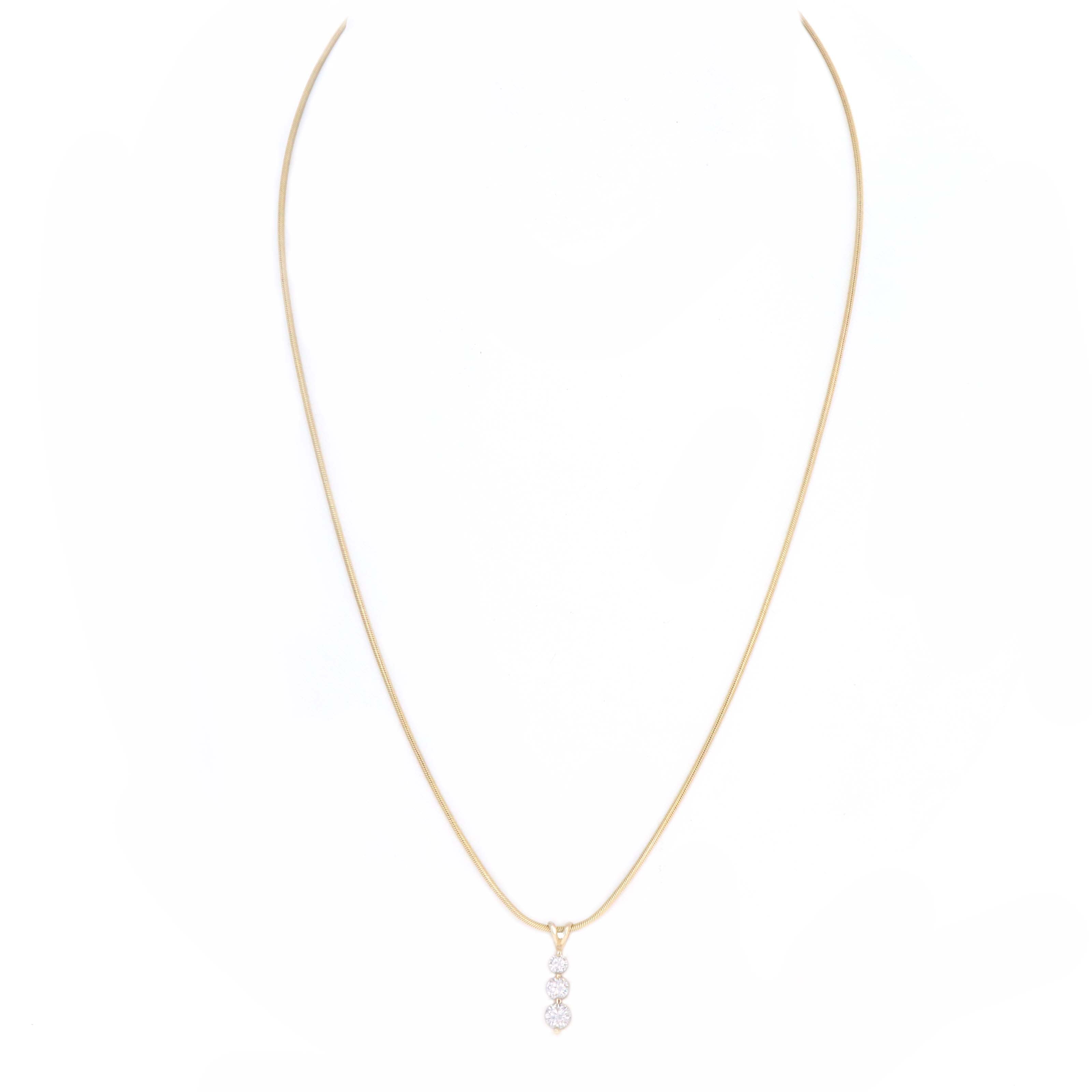 14K Yellow Gold 0.55 Carat Diamond Three Stone Drop Pendant - Queen May