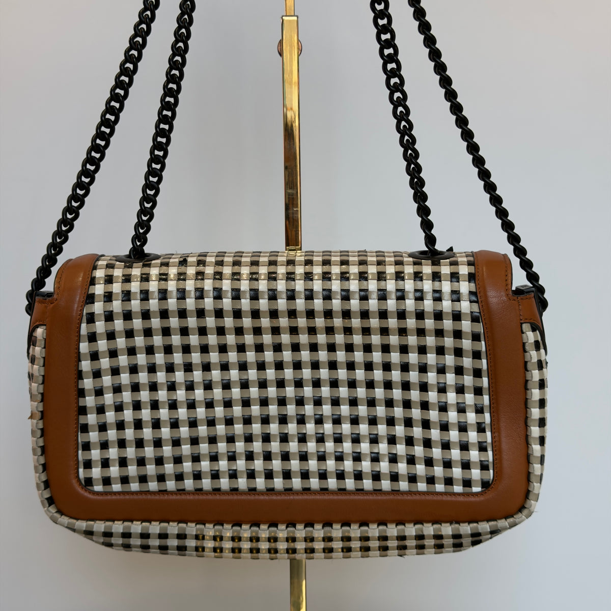 Fendi Baguette Vichy Interlaced Leather Bag