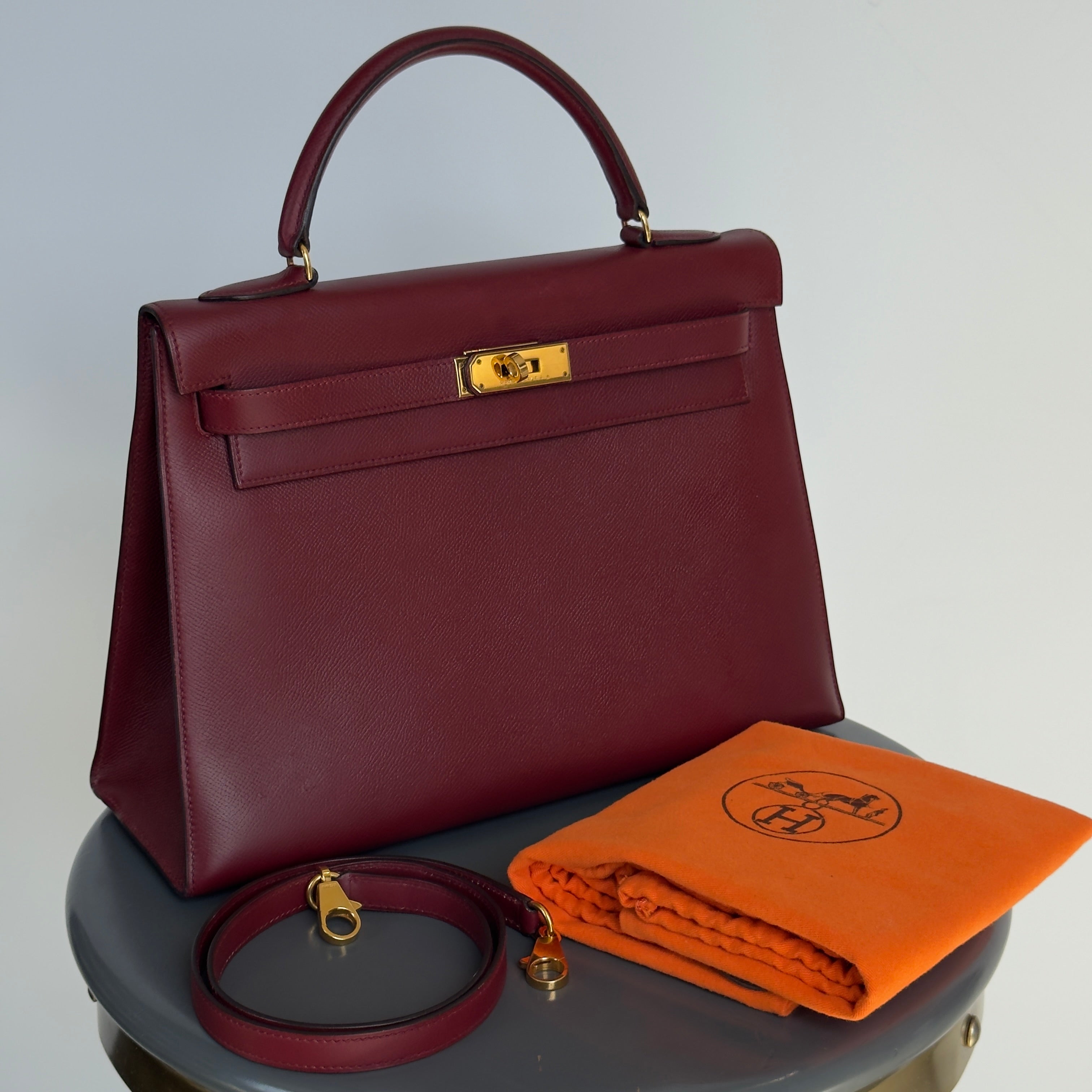 Vintage Hermes Kelly 32 Epsom Leather Rouge H 1991 - Queen May