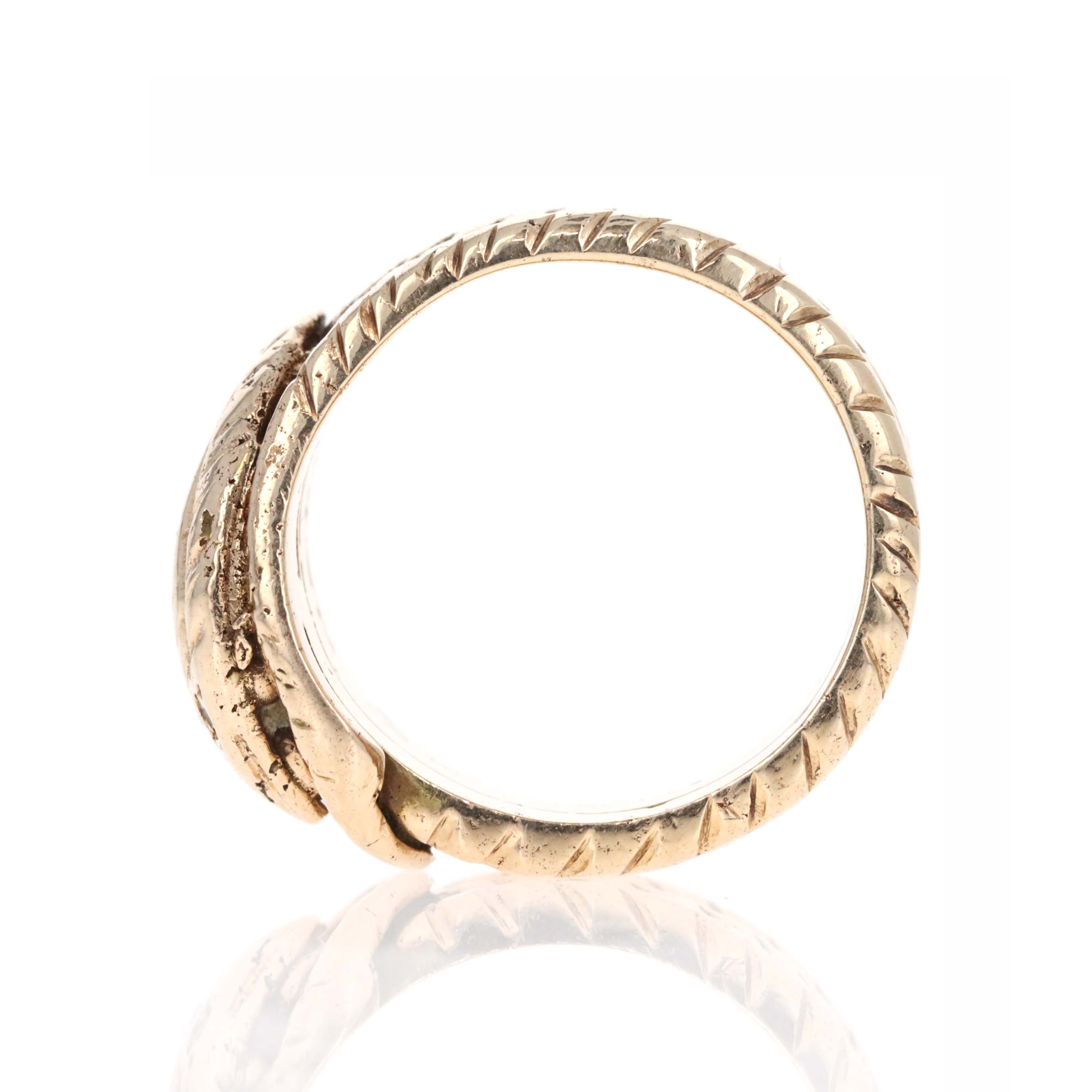 Victorian 14K Yellow Gold 0.03 Carat Diamond Snake Ring