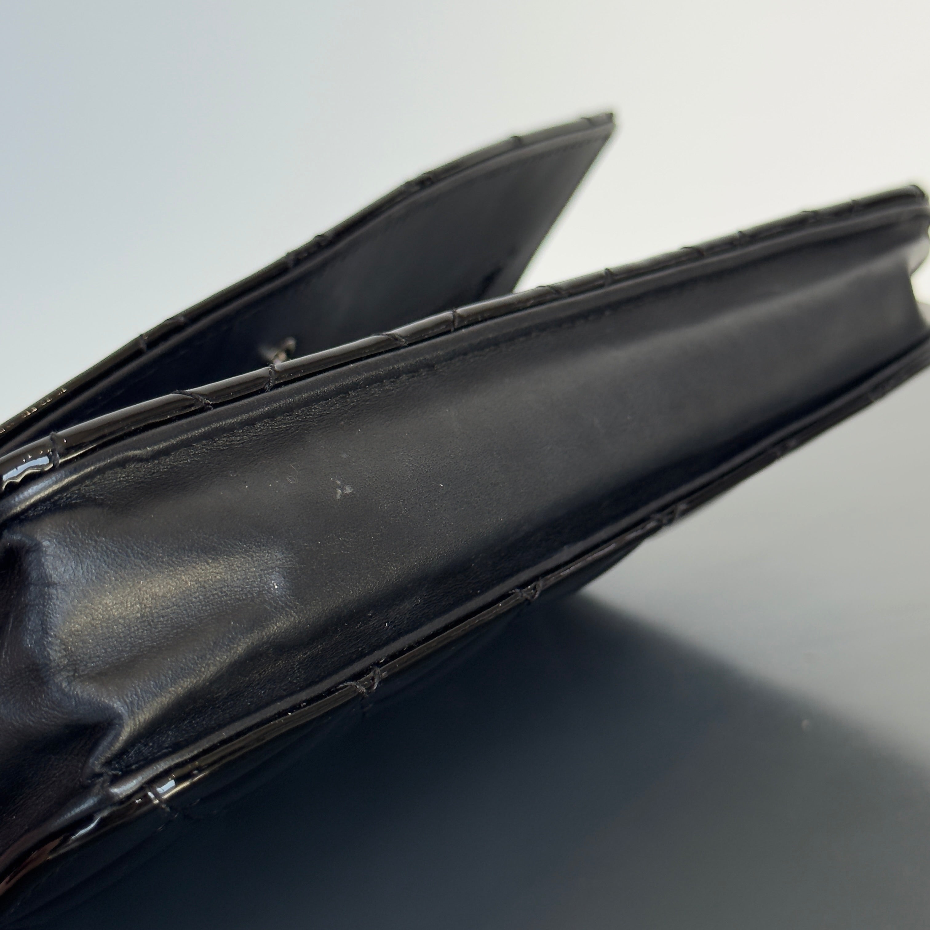 Chanel Black Patent Leather Wallet On Chain - Queen May