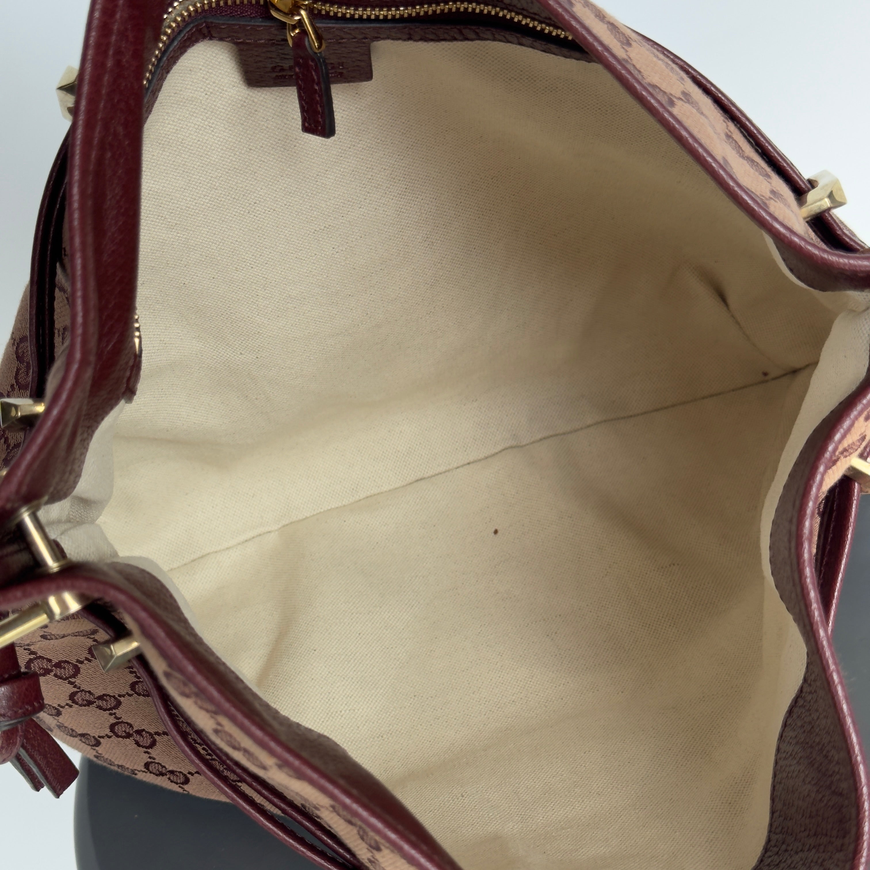 Gucci Horsebit 1955 Maroon Canvas Shoulder Bag - Queen May