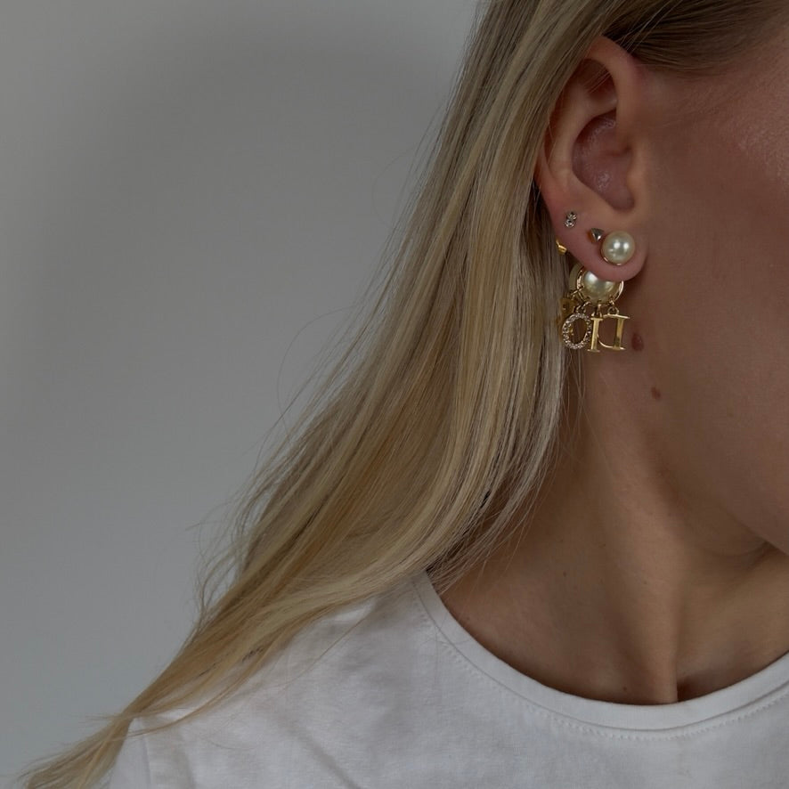 Christian Dior Faux Pearl Crystal Dior Tribales Drop Earrings - Queen May