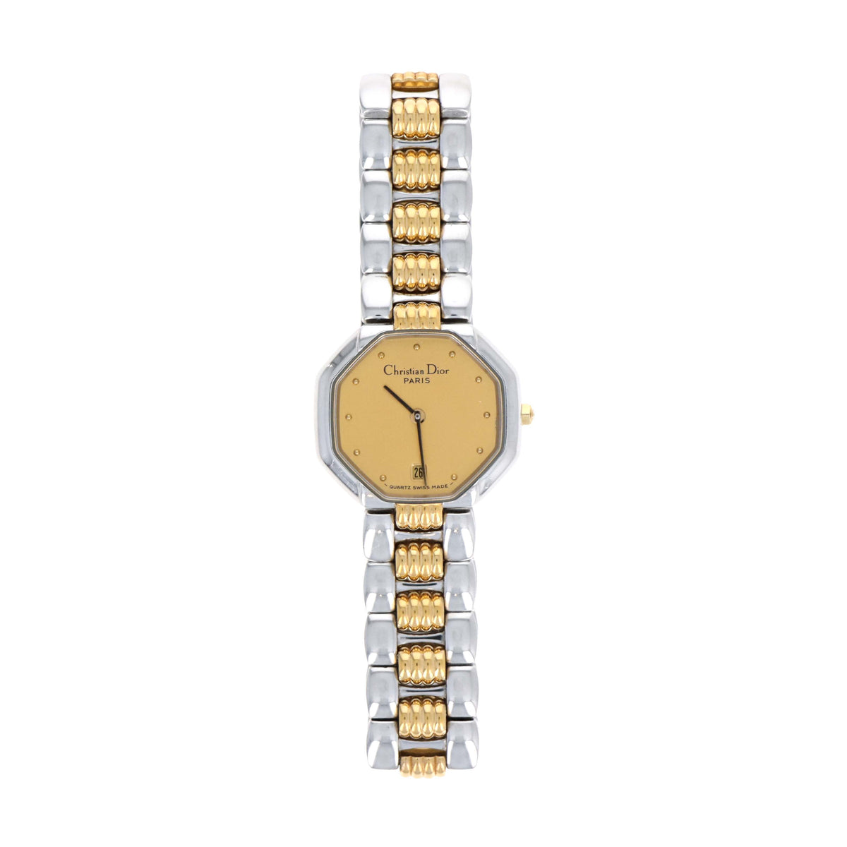 Christian Dior Two Tone Octagon Watch Gold Face